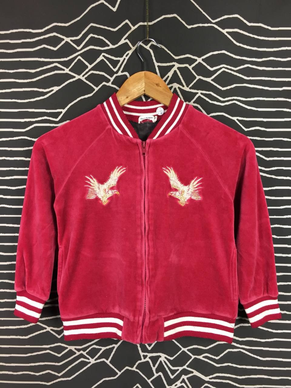 Japanese Brand Japan Sukajan Eagle Embroidered Velvet Jacket Size Youth 120 Size US XXS / EU 40 - 6 Thumbnail