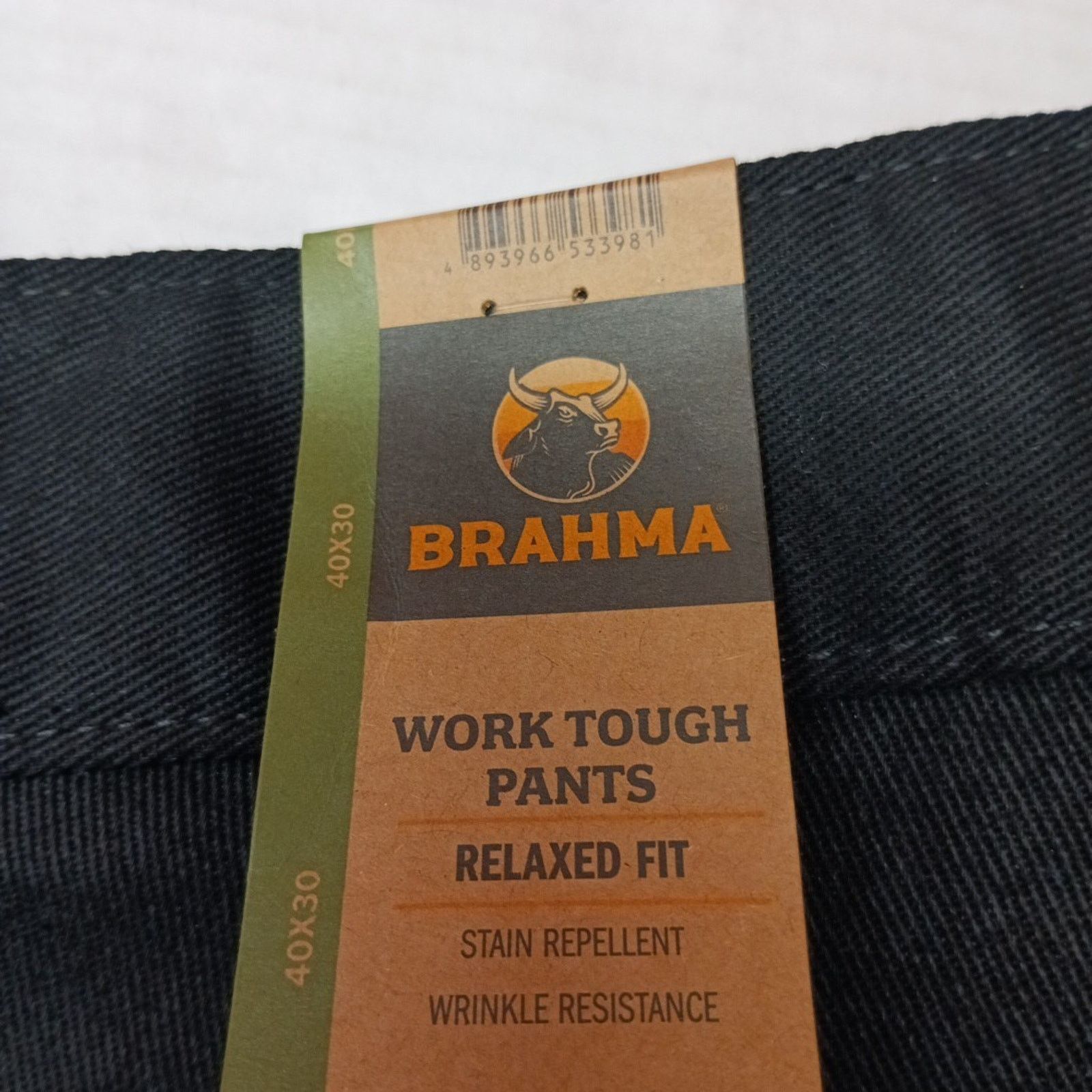 Other Brahma Men's Work Tough Pants Size 40x30 Black Relaxed Fit Size US 40 / EU 56 - 2 Thumbnail