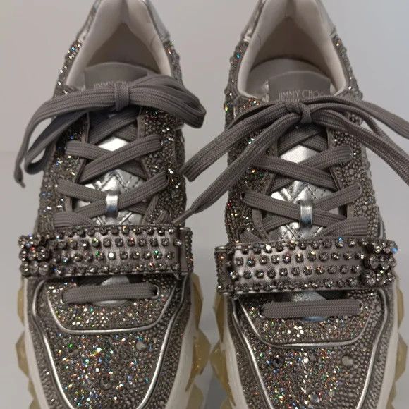 Jimmy Choo Jimmy Choo Diamond X Strap Lo-Top Sneakers w/ Crystals- EU44 Size US 11 / EU 44 - 3 Thumbnail