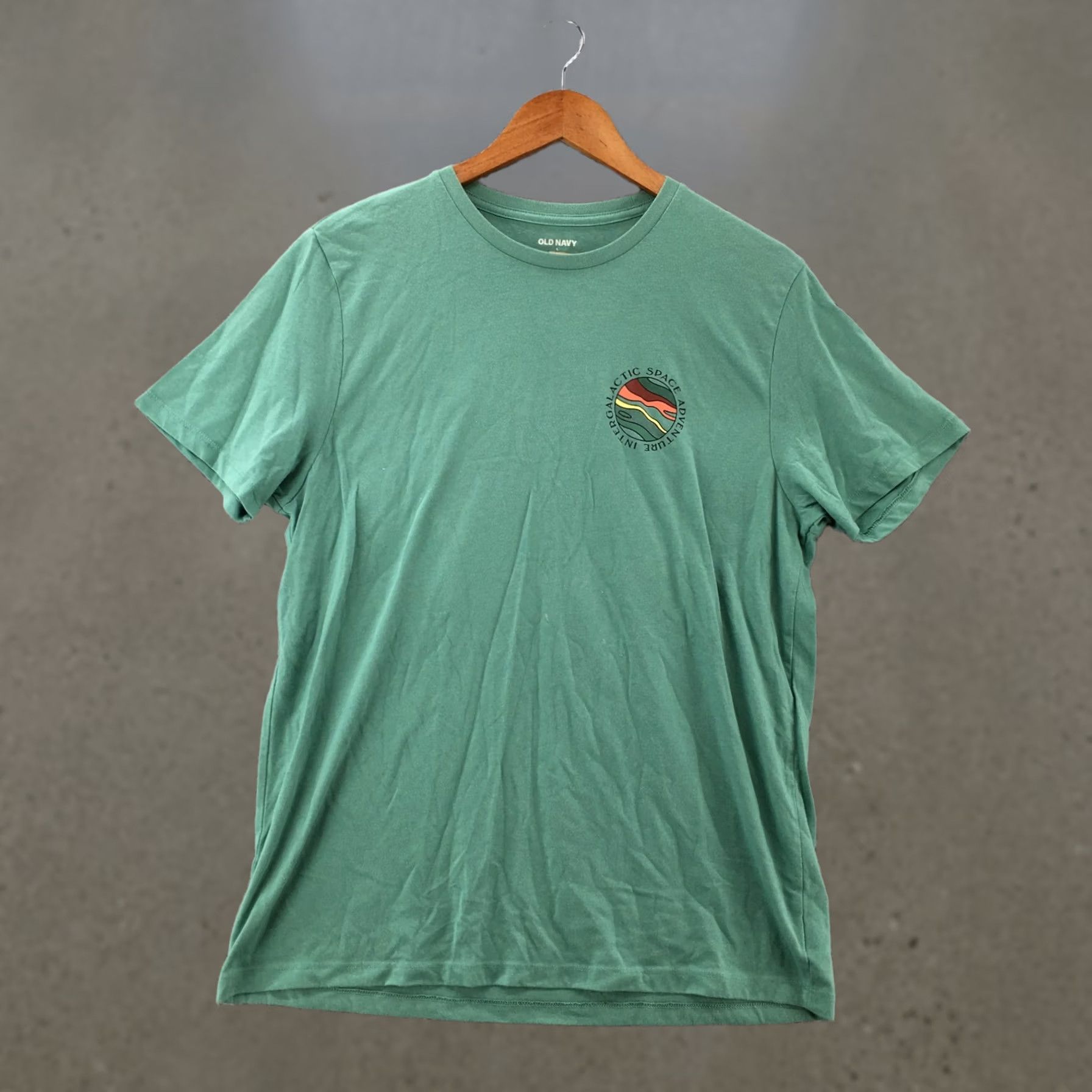 Old Navy Old Navy Tee Tshirt Top Womens Large Green Cotton Blend Graphic Print Back Shirt Size L / US 10 / IT 46 - 1 Thumbnail