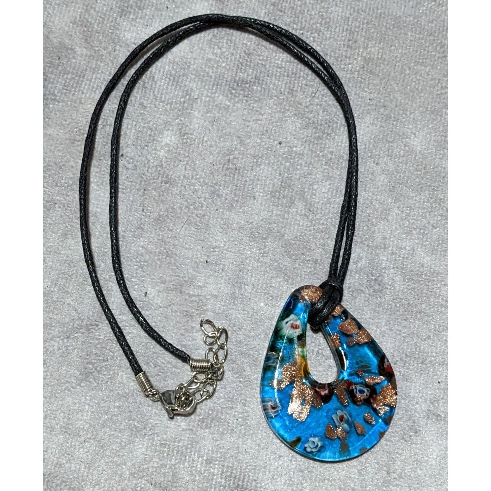 Other Blue Millefiori Glass Blue Teardrop Necklace Size ONE SIZE - 10 Thumbnail