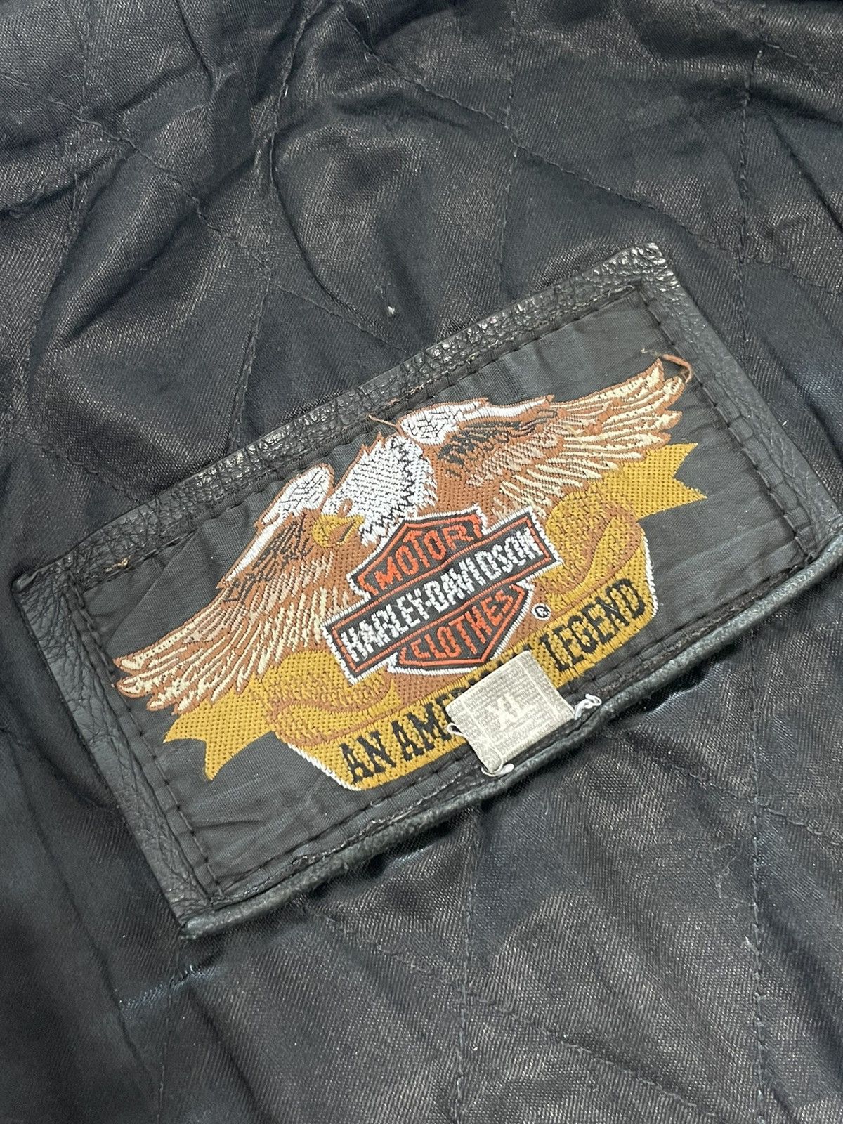 Harley Davidson Vintage Harley Davidson Heavy Leather Jacket Big Logo Size US XL / EU 56 / 4 - 9 Thumbnail