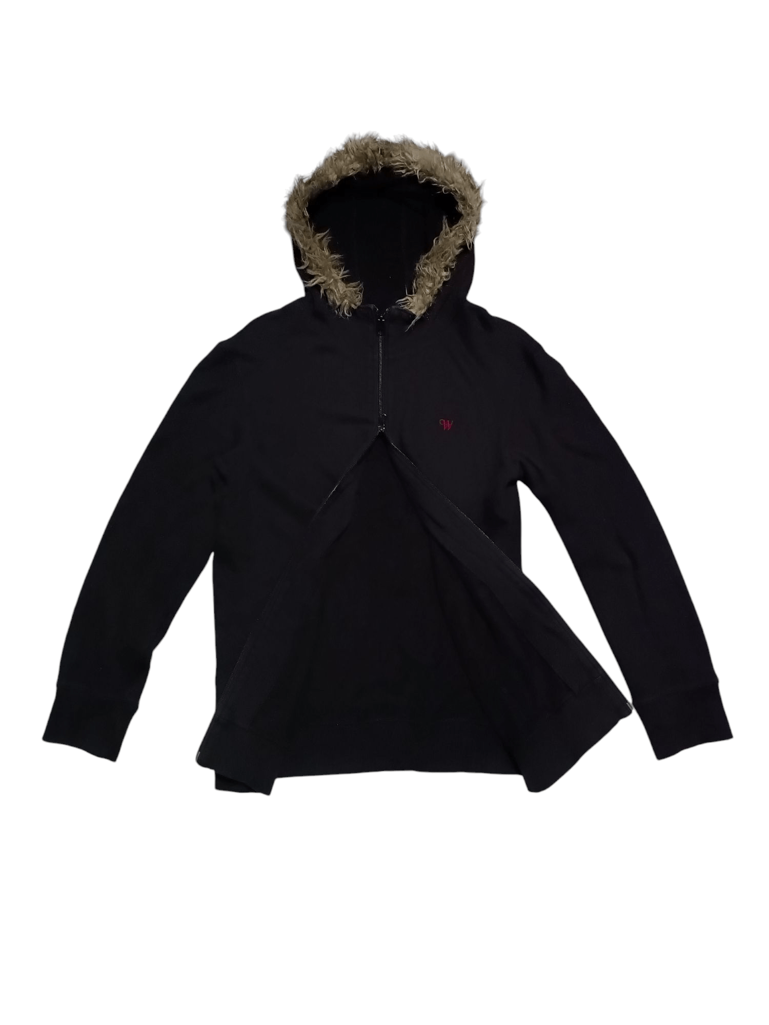 Vintage Comme Ca Walk Sweater Hoodie Fur Double Zipper