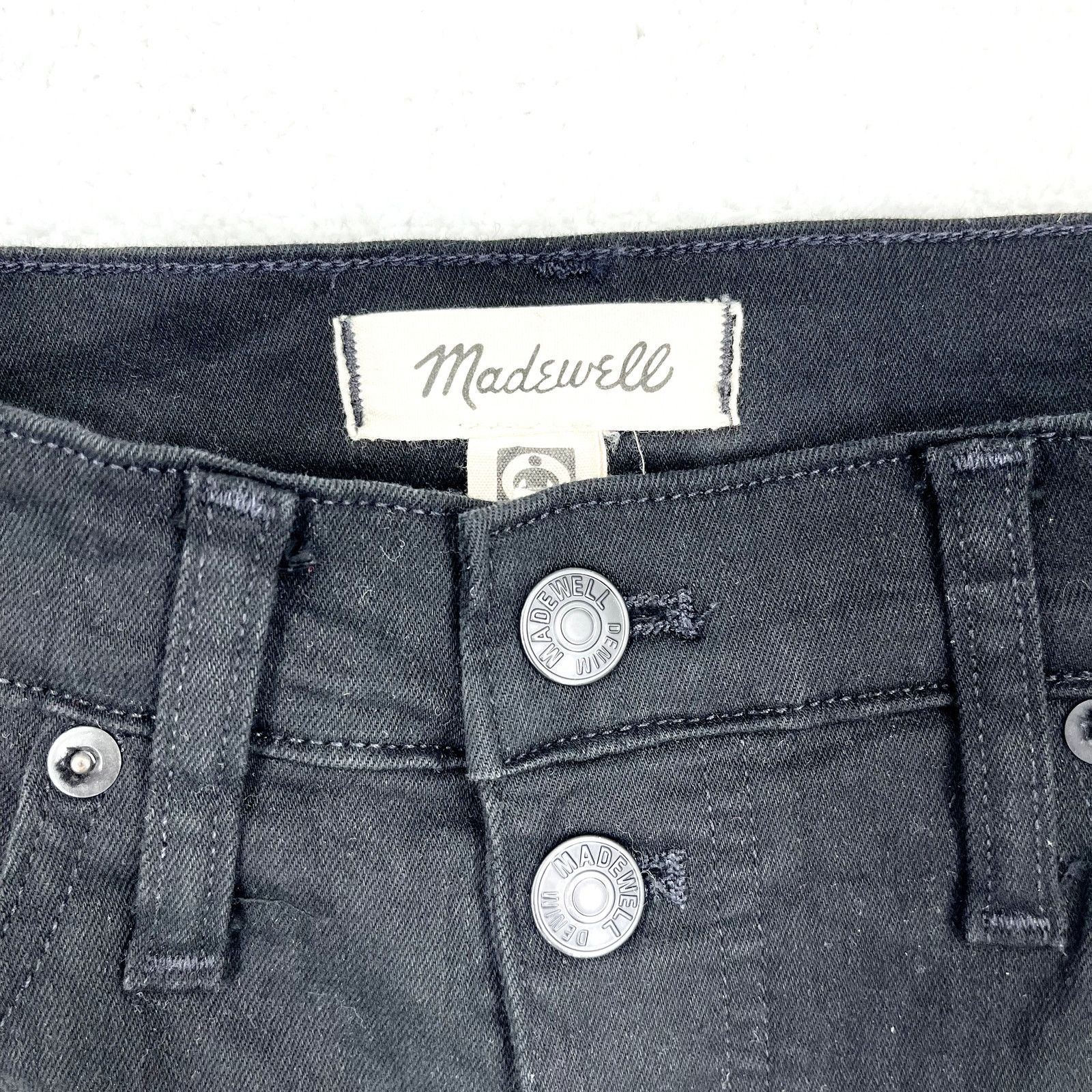 Madewell Madewell Button Fly 9" Mid-Rise Skinny Black Casual Jeans 27 Size 27" / US 4 / IT 40 - 4 Thumbnail