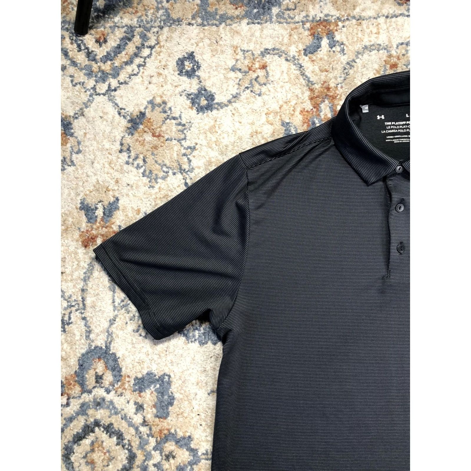 Under Armour Under Armour The Playoff Polo Shirt Mens Large Gray Stripe Short Sleeve Golf Polo Size US L / EU 52-54 / 3 - 3 Thumbnail