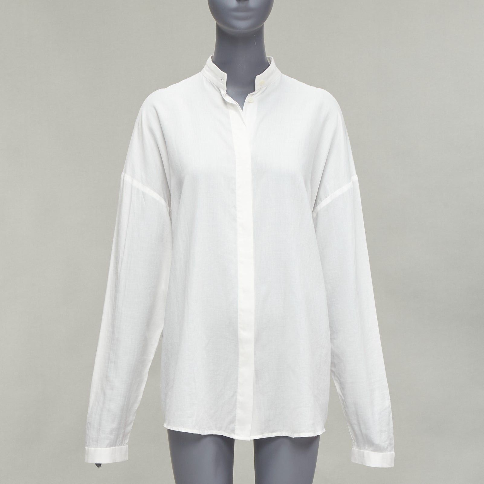 Haider Ackermann HAIDER ACKERMANN white 100% cotton bishop collar oversized flowy shirt FR34 XS Size XS / US 0-2 / IT 36-38 - 1 Thumbnail