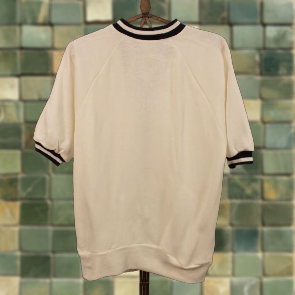 Hanes VINTAGE Hanes Shirt Adult Small 60s Sweatshirt White Navy 1960s NOS Short Sleeve Mens Size US S / EU 44-46 / 1 - 1 Thumbnail