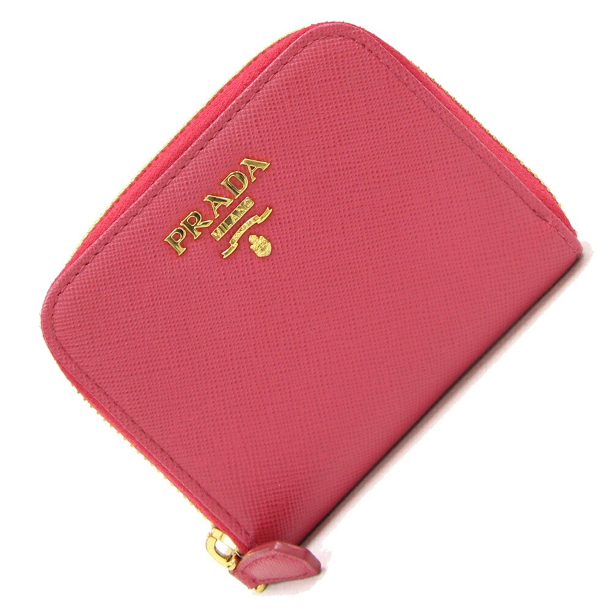 image of Prada Coin Case 1Mm268 Pink Leather Wallet Round Ladies Prada in Peonia, Women's
