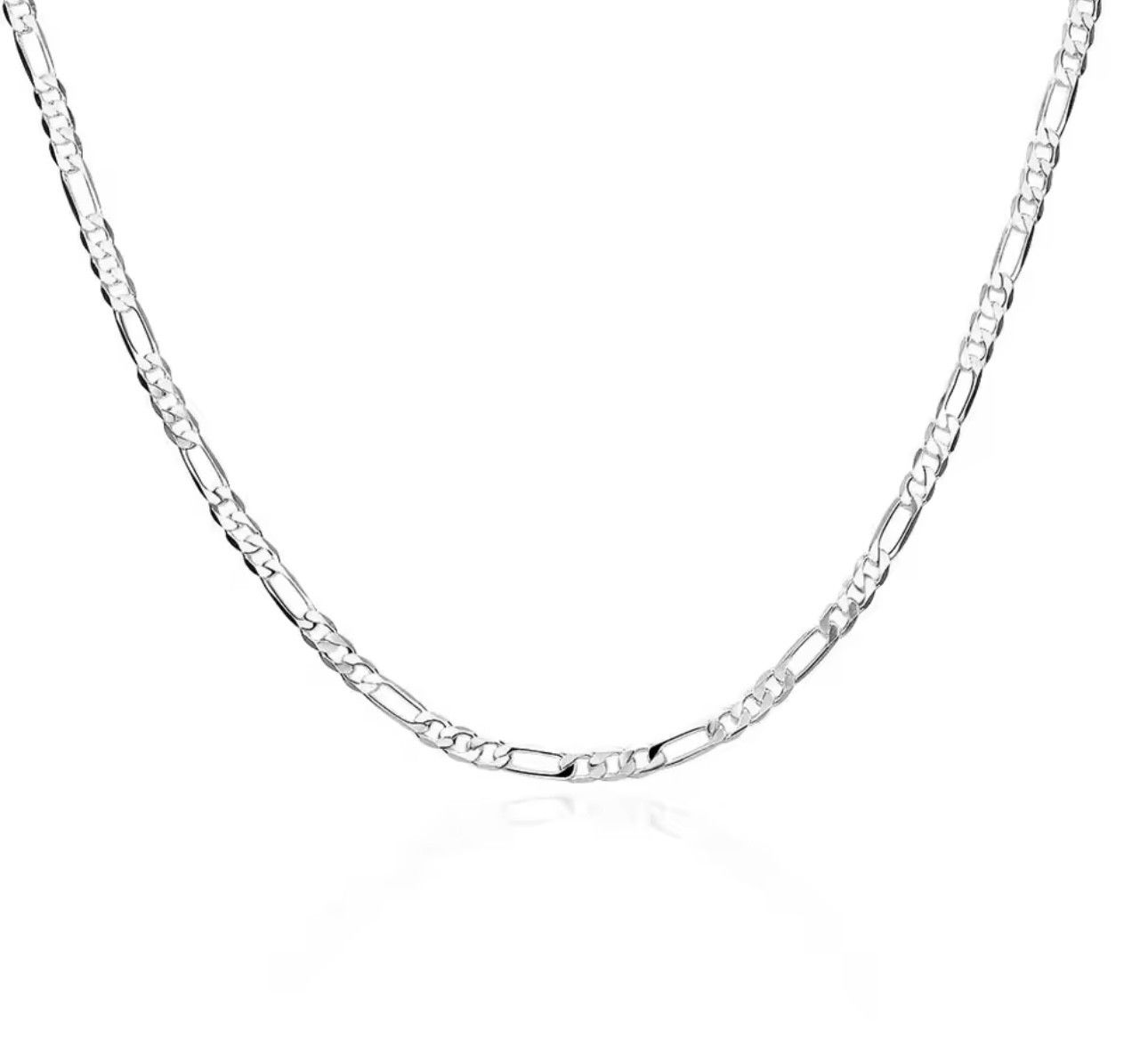 Jewelry × Sterling Silver 925 Silver 4mm Figaro Chain Necklace Size ONE SIZE - 5 Thumbnail