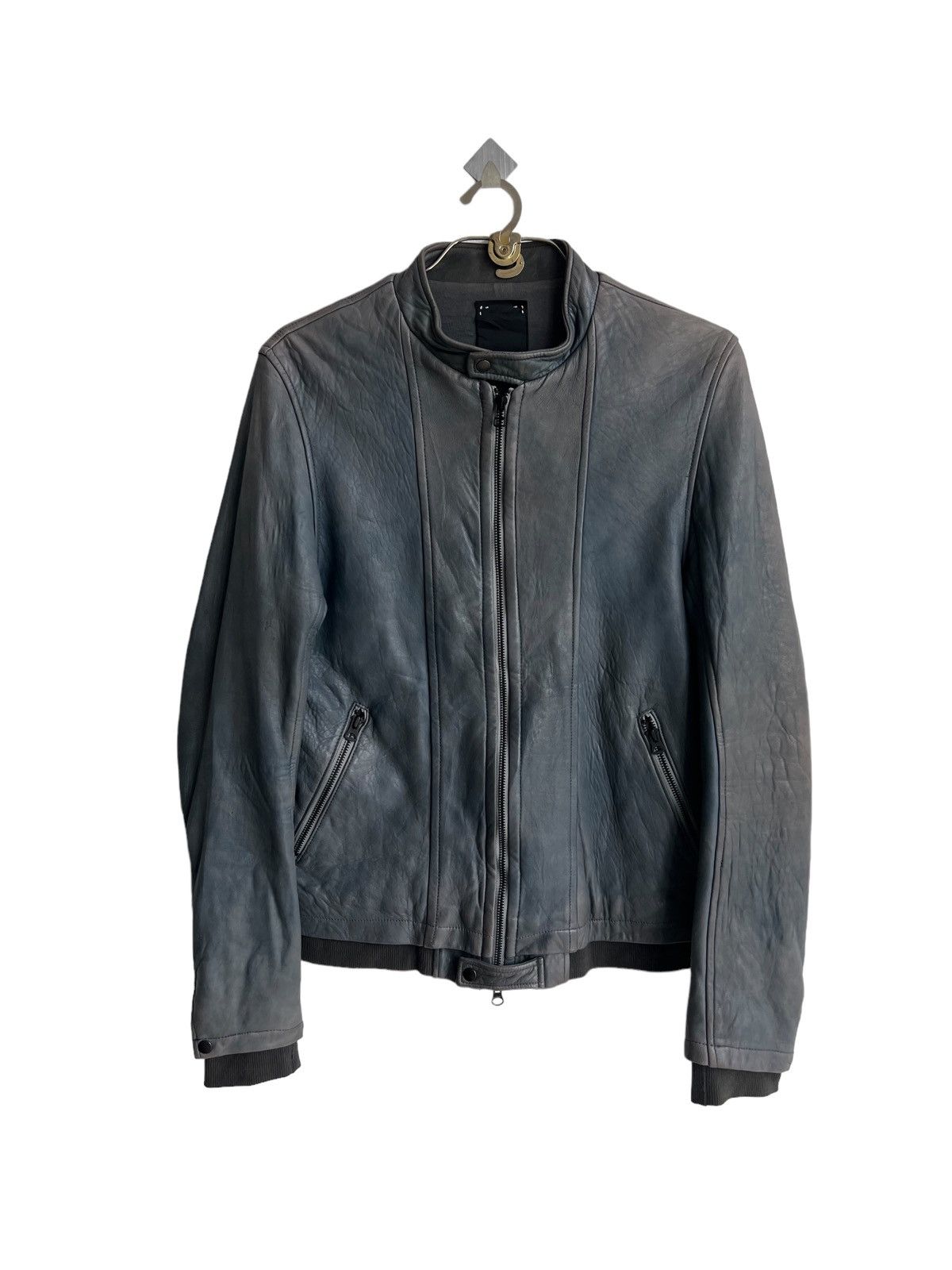 The Viridi-anne Lamb Skin Garment Dyed Scar Stitch Leather Jacket Shama ...