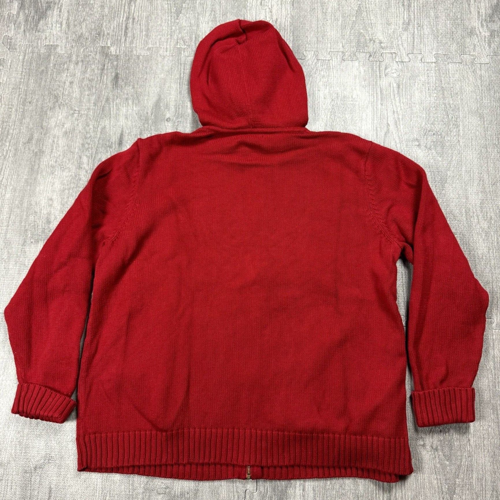 Ralph Lauren VINTAGE Lauren Ralph Lauren Crest Full-Zip Knit Hoodie Sweater Unisex XL Red 90s Vintage Theme Knit/Cotton Heavyweight Mens/Womens Size US XL / EU 56 / 4 - 8 Thumbnail