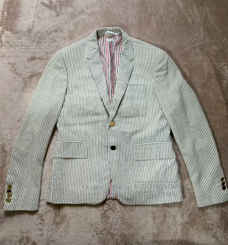 Thom Browne Thom Browne size 0 Gold Button Pure Wool Light Gray Bubble Size 40S - 1 Thumbnail