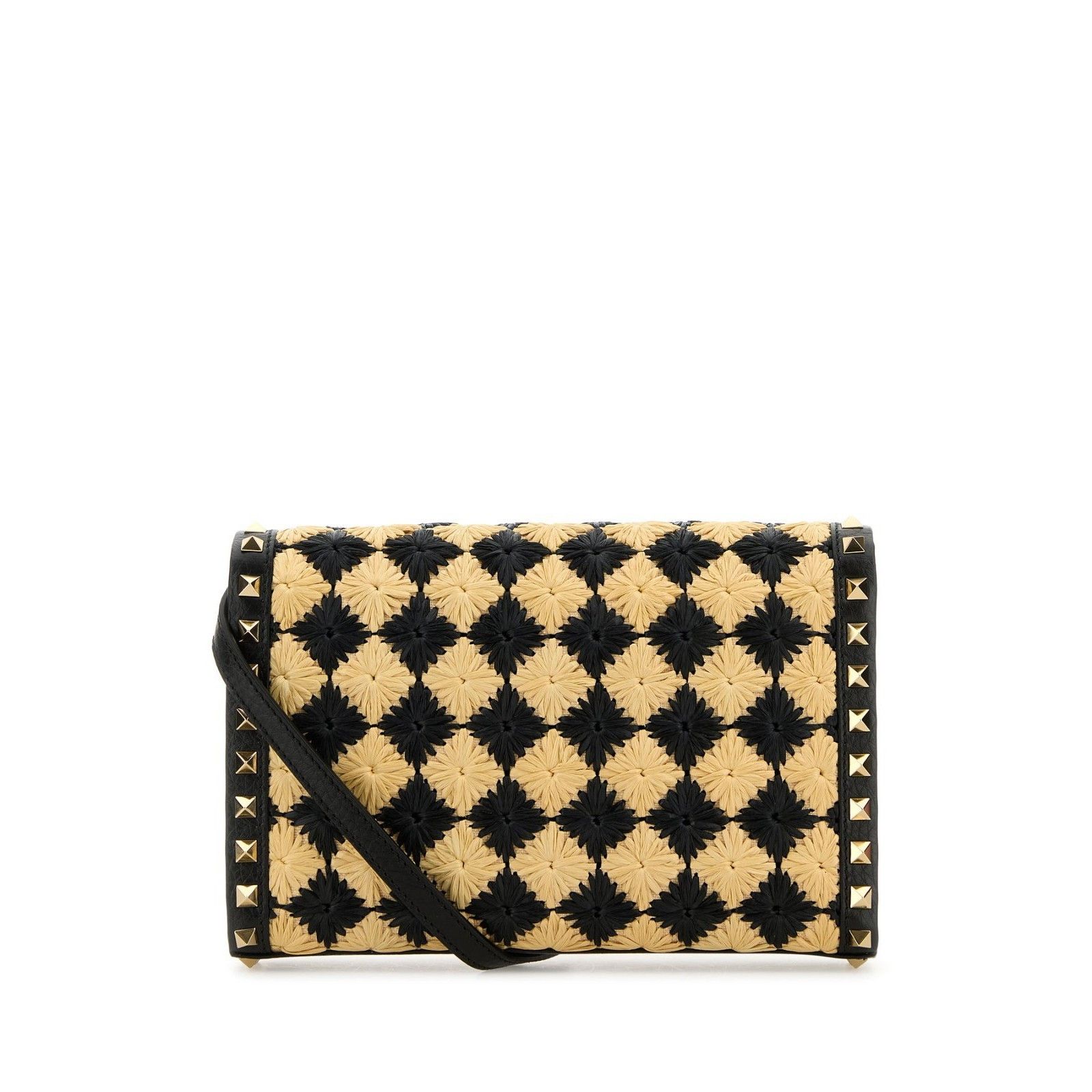 Valentino VALENTINO GARAVANI Rockstud Spike Black Yellow Raffia Should Size ONE SIZE - 3 Thumbnail