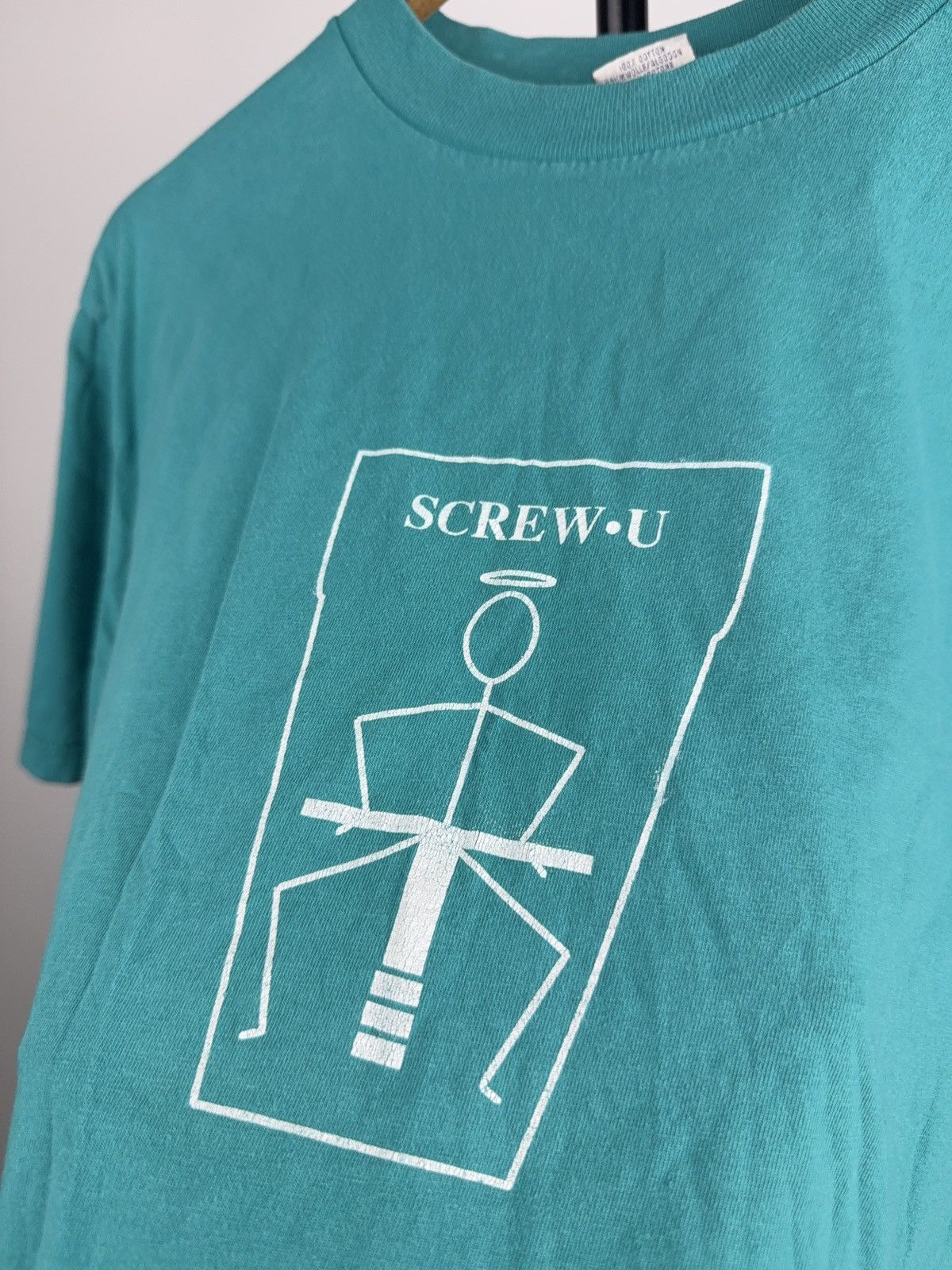 Vintage 90s Retro SCREW U Graphic Tee Y2K Edgy Ironic Stick Figure Size US L / EU 52-54 / 3 - 9 Thumbnail