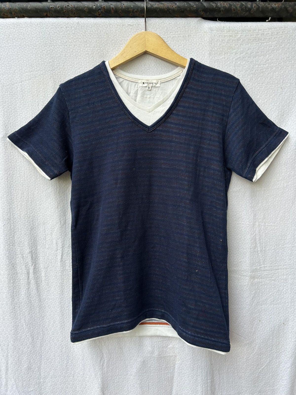20471120 × Beauty Beast × Japanese Brand Japanese Double Layers Knitted Stripe Shirt Size US M / EU 48-50 / 2 - 1 Thumbnail