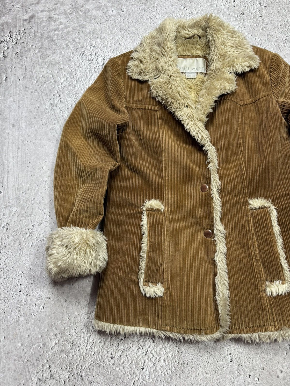 Other Vintage Nine West Corduroy Sherpa Faux Fur Jacket Coat XS Size XS / US 0-2 / IT 36-38 - 3 Thumbnail