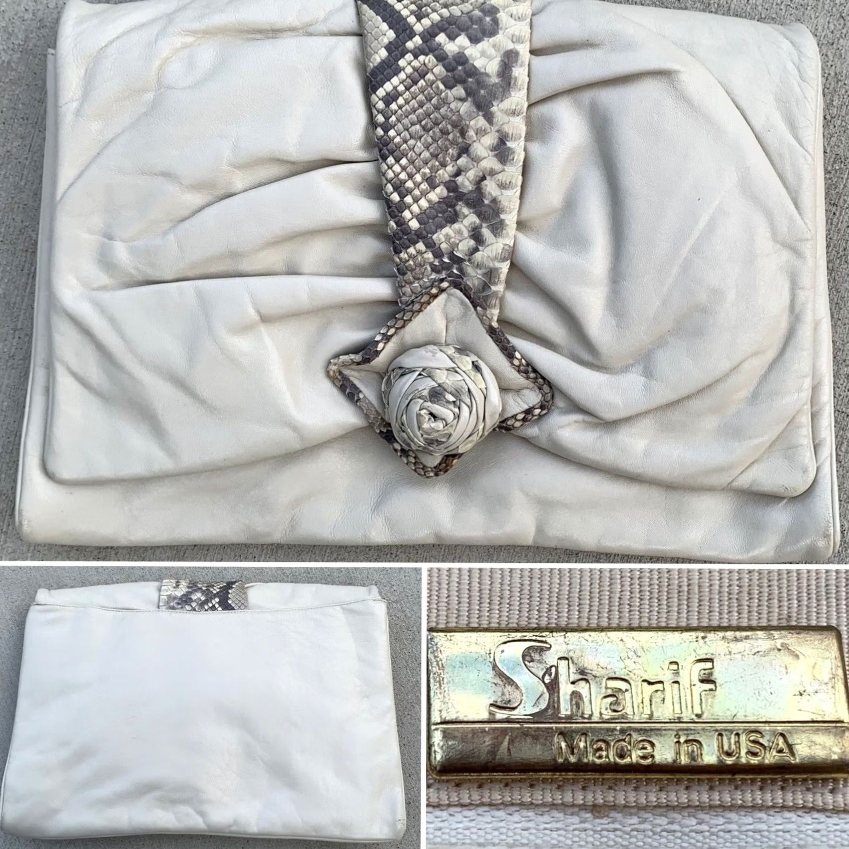 Vintage VINTAGE Sharif Leather Clutch Bag with Snakeskin Accent 80s 1980s Womens Size ONE SIZE - 5 Thumbnail