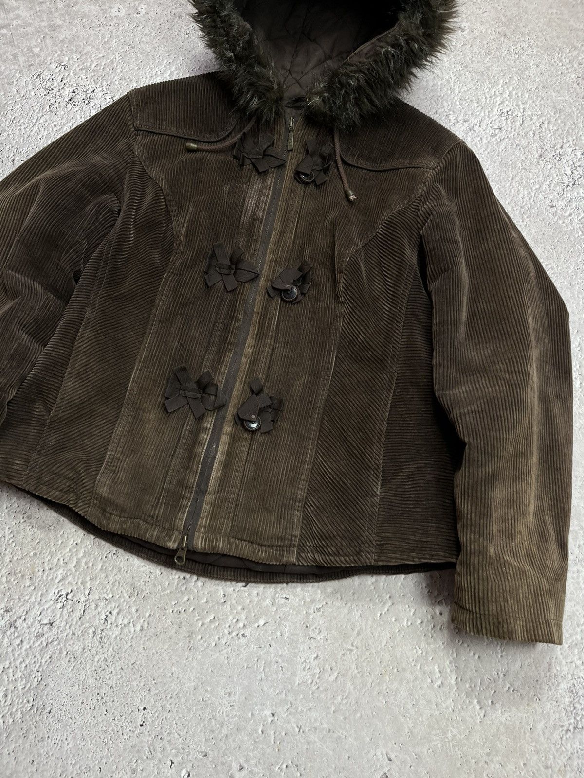Other Y2K Corduroy Faux Fur Hood Jacket Duffle Style Coat Size M Size US M / EU 48-50 / 2 - 8 Thumbnail
