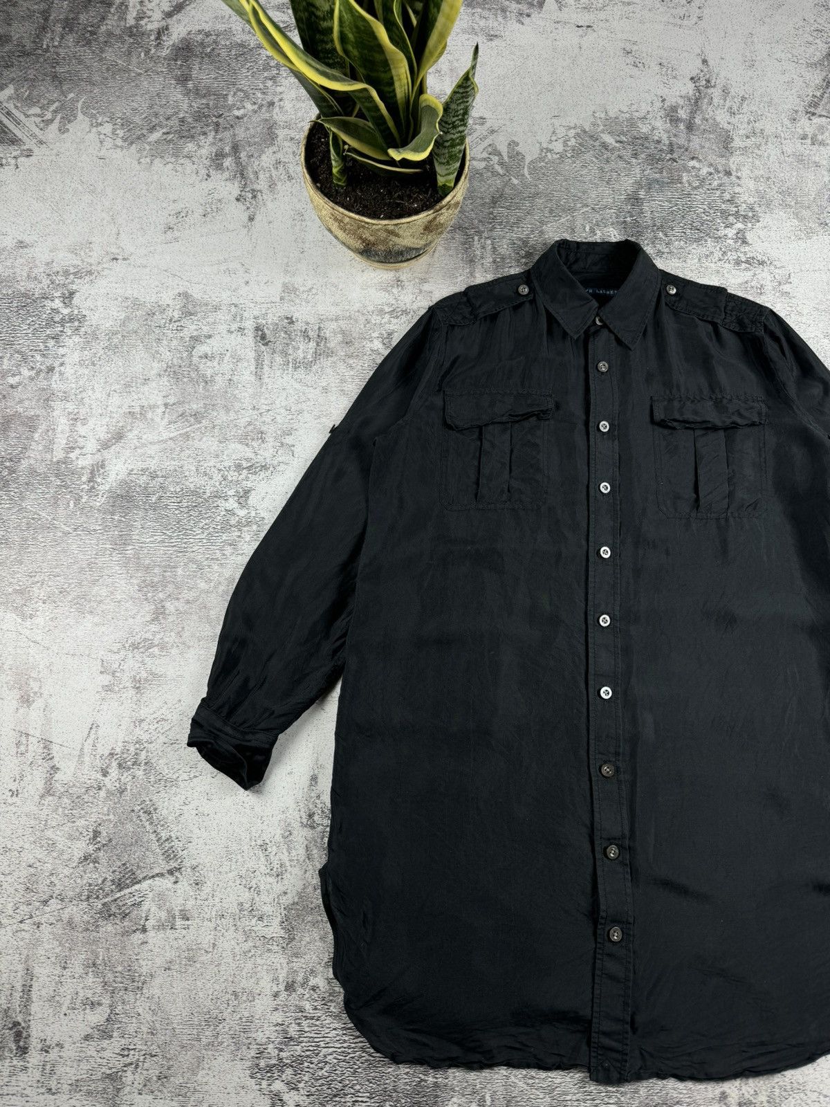 Ralph Lauren Polo Ralph Lauren Silk Pocket Dress Luxury Shirt Blouse Size L / US 10 / IT 46 - 2 Thumbnail