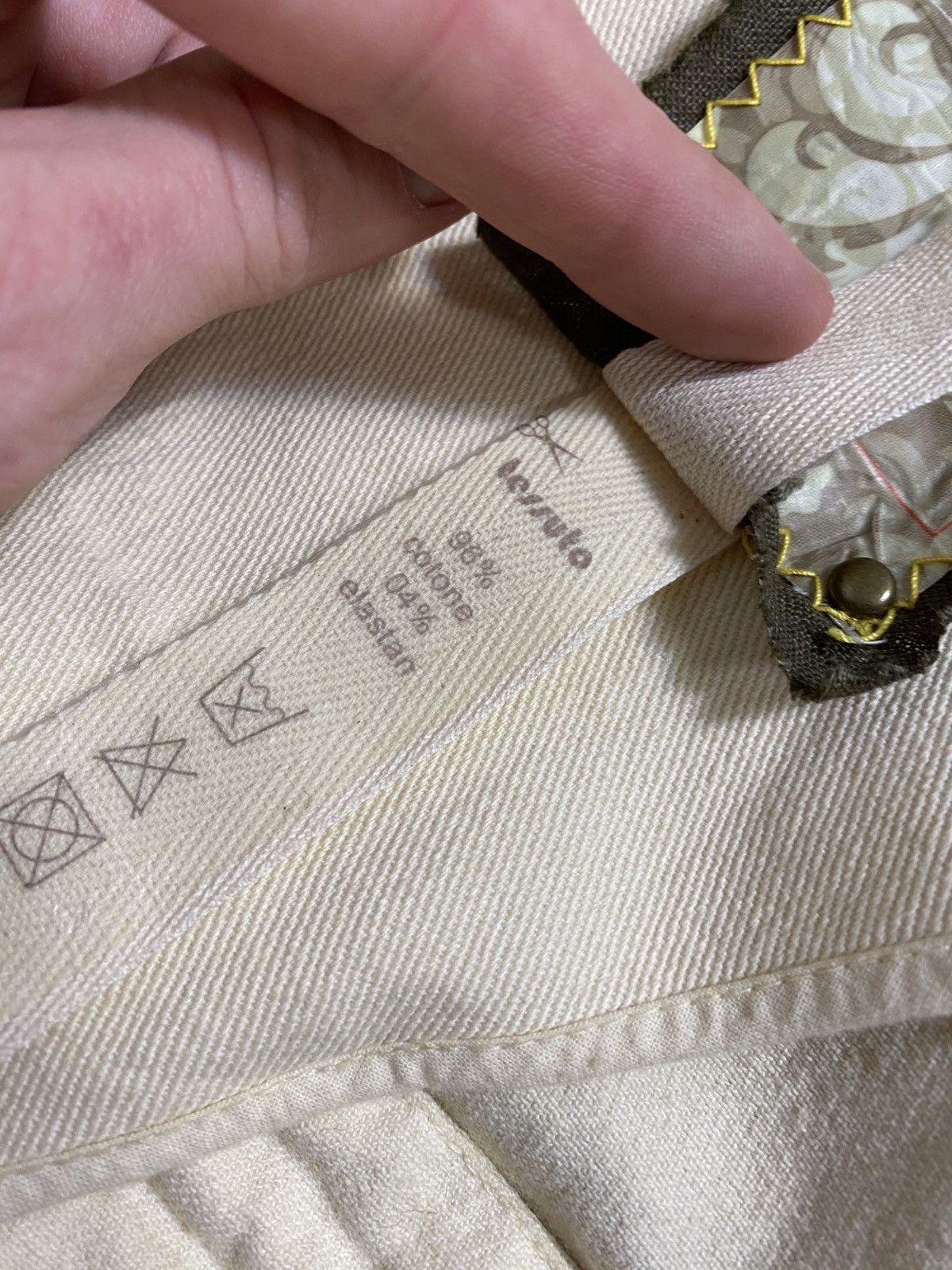 Japanese Brand Rare Icone Italy Deconstructed Denim Art Blazer Cream Size 46S - 11 Thumbnail