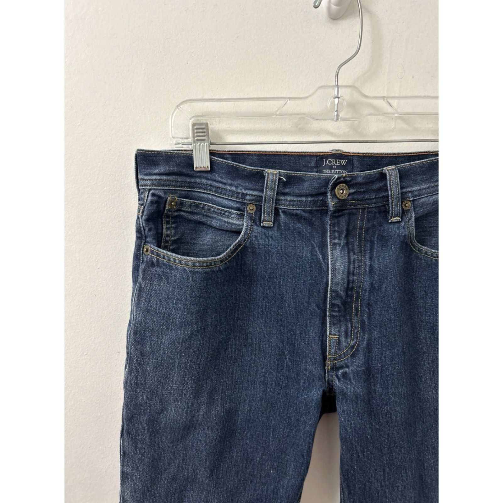 Denime J Crew The Sutton Jeans Mens Size 31x30 Dark Wash Button Zip YKK 5-Pocket Denim Slim Fit Straight Rise Medium Vintage No Size US 31 - 4 Thumbnail