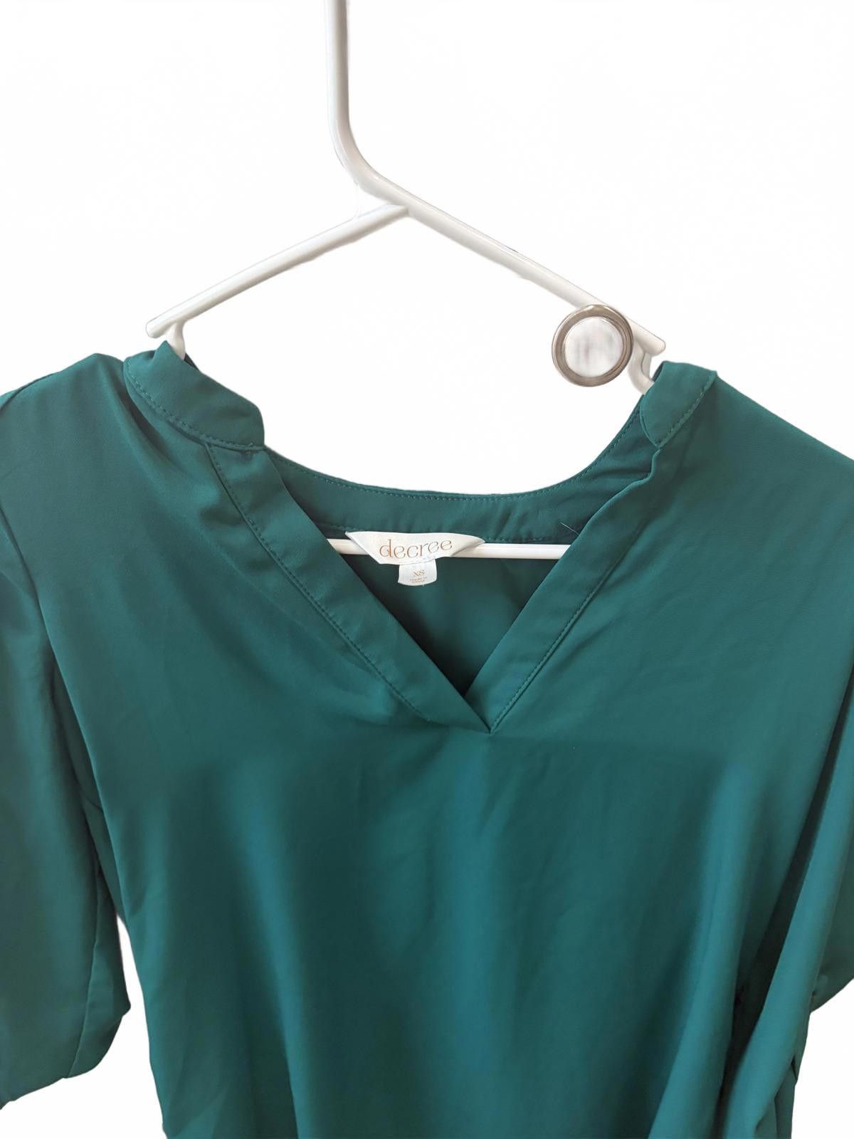 Decree Decree Women's Forrest Green V-Neck Blouse XS Size XS / US 0-2 / IT 36-38 - 3 Thumbnail