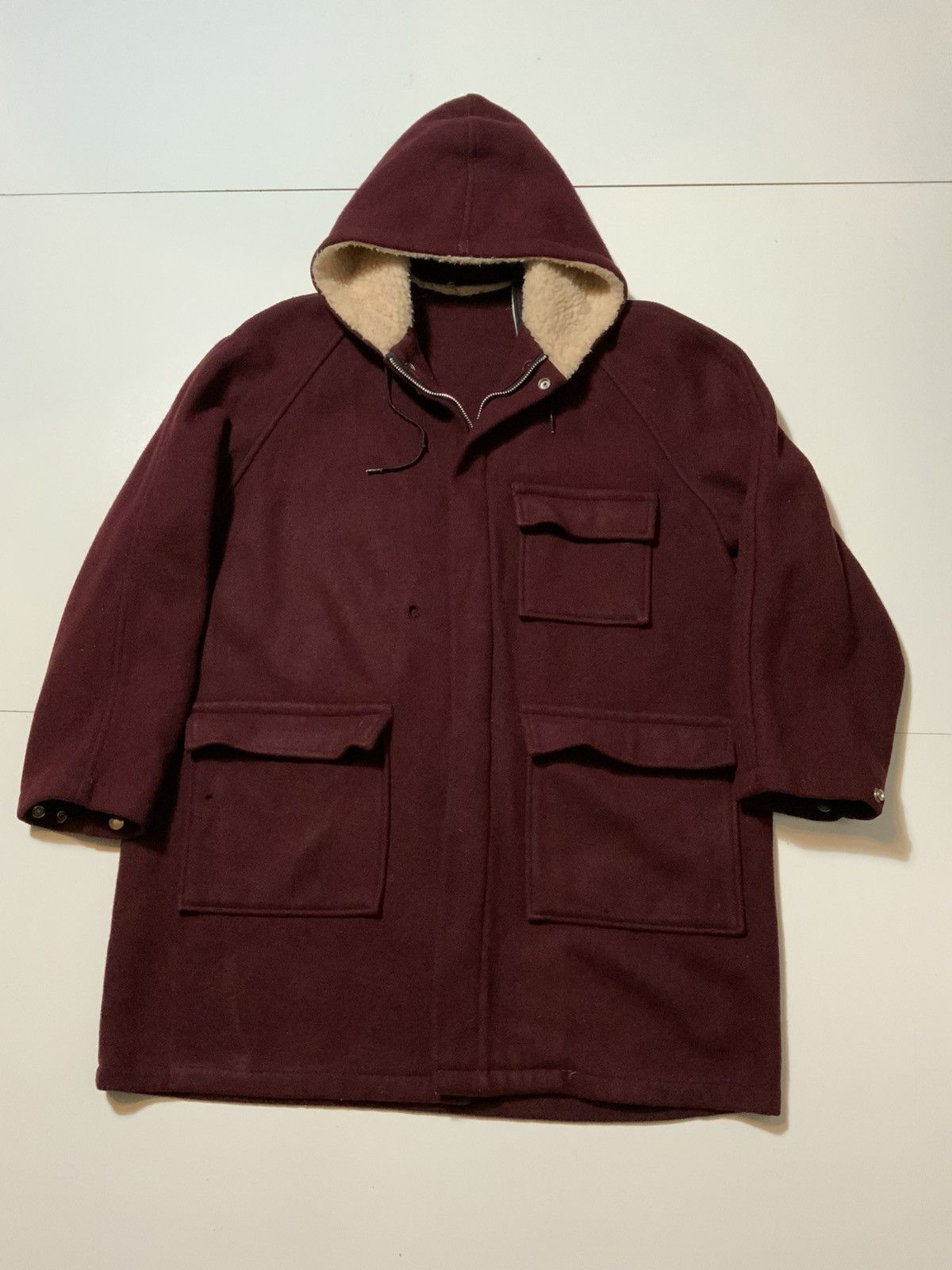 Vintage Vintage 1950s Standard Of Hollywood Wool Sherpa Hooded Coat Size US L / EU 52-54 / 3 - 1 Thumbnail