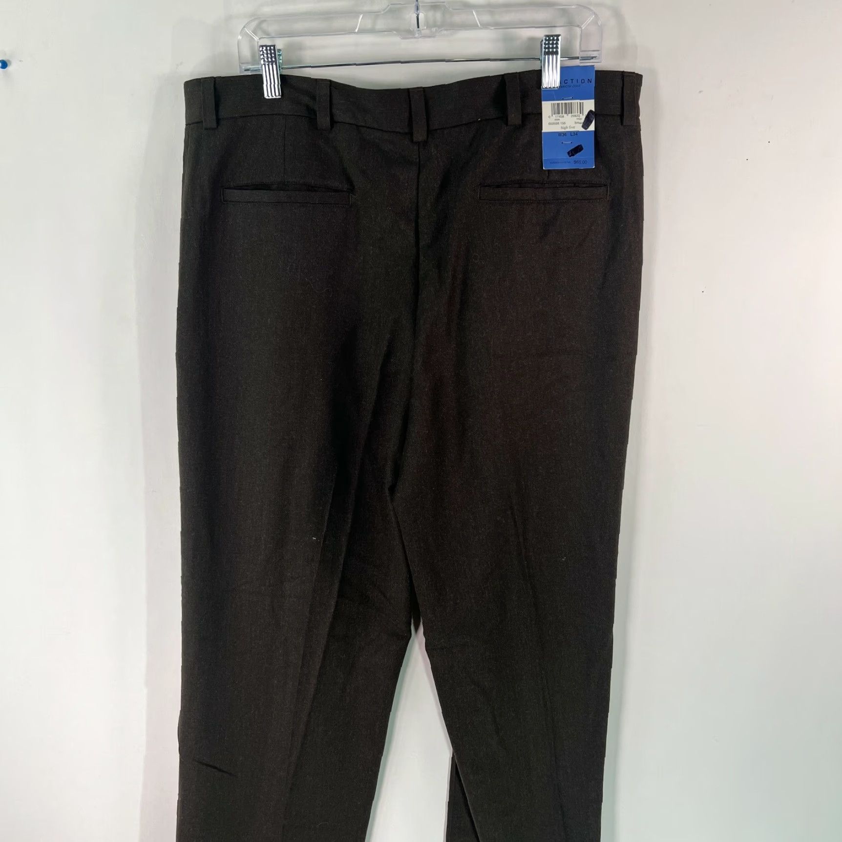 Kenneth Cole KENNETH COLE REACTION Mens Flat Front Straight Wool Brown Dress Pants 36X34 Size Size US 36 / EU 52 - 4 Thumbnail