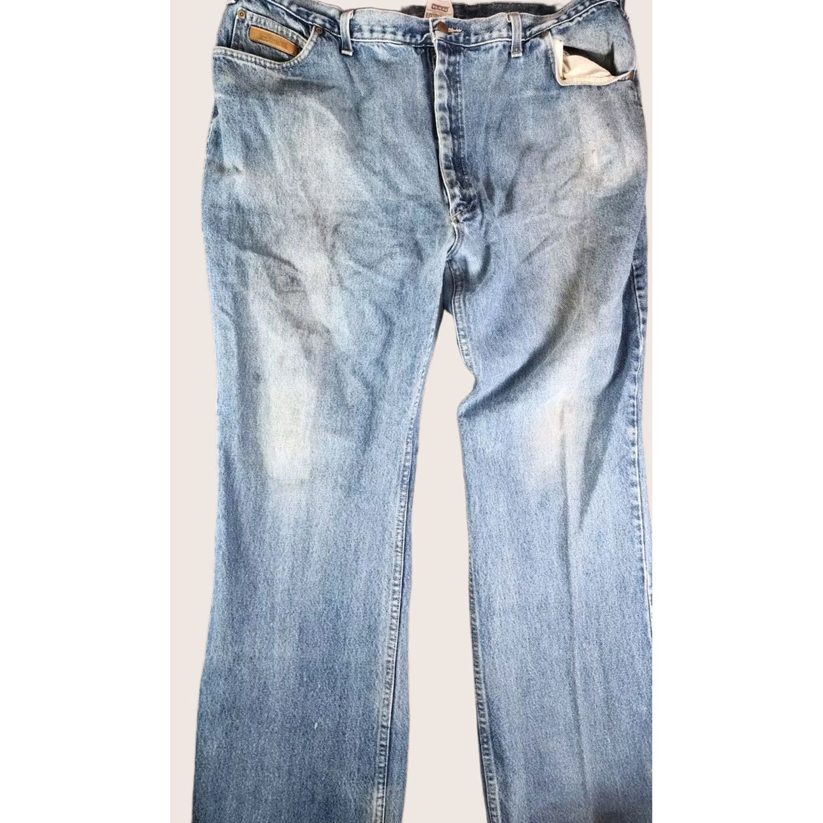 Denime Texas Jeans Men Jeans 44W 31L Blue Denim Cowboy USA Distressed Relaxed Straight 5-Pocket Regular Inseam 31" Vintage No Mens Size US 44 / EU 60 - 1 Thumbnail