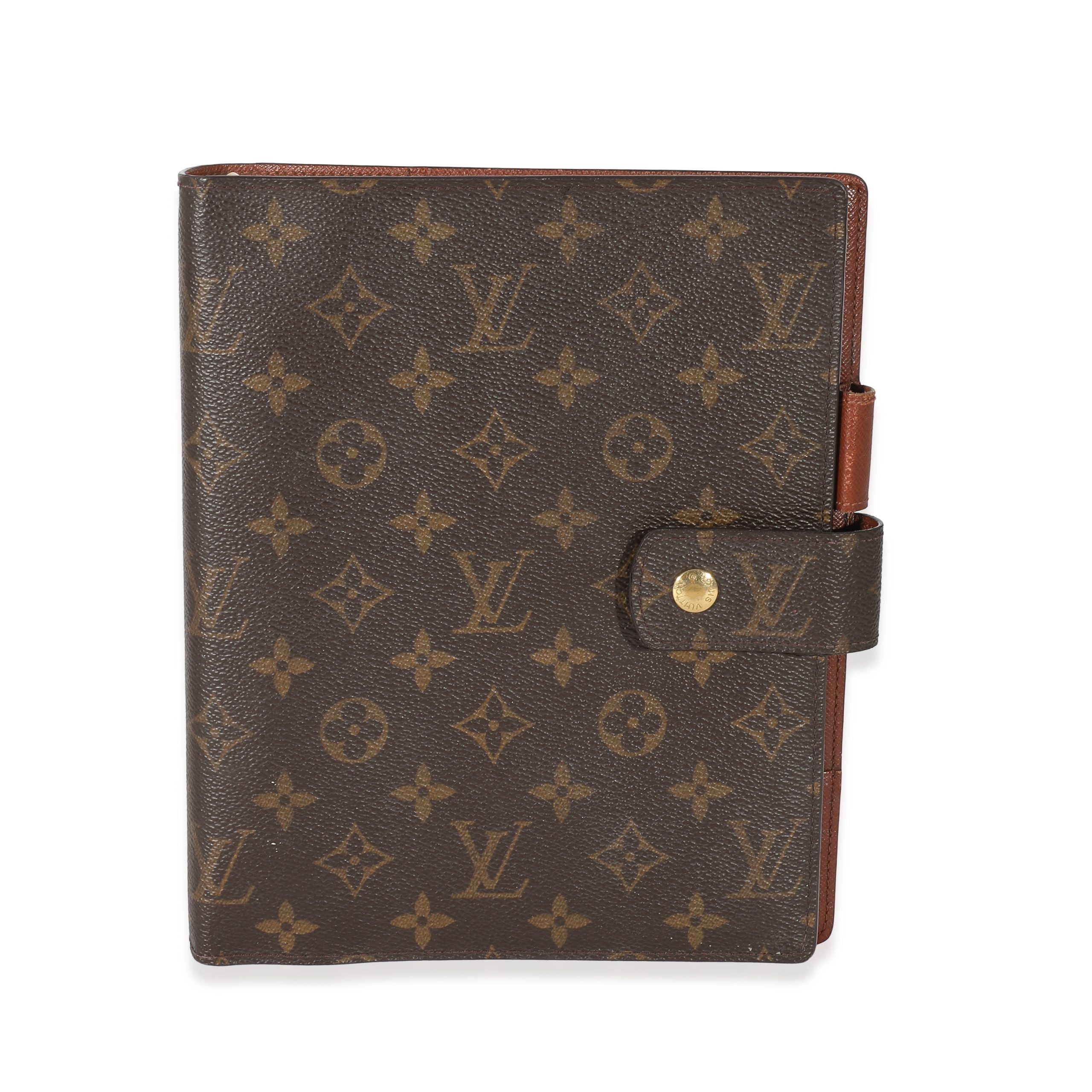 image of Louis Vuitton Monogram Canvas Ring Agenda Cover Gm in Black, Women's