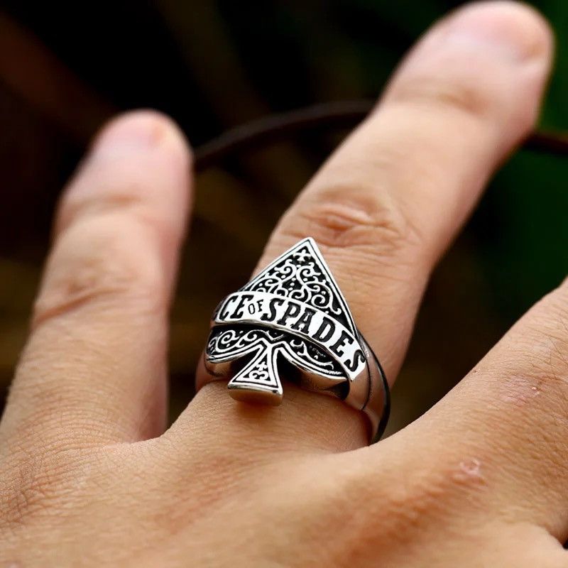 Jewelry × Vintage Creative Design High Quality Ace Of Spade Playing Card Ring Size ONE SIZE - 2 Thumbnail