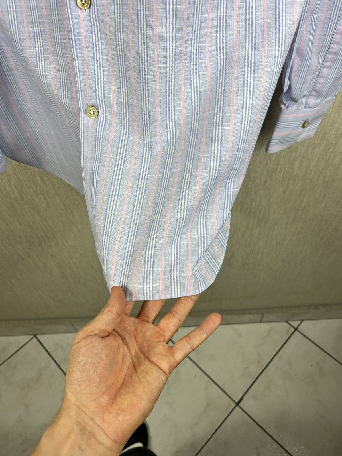 Kiton Kiton linen shirt striped pink baby blue vintage old money Size US L / EU 52-54 / 3 - 9 Thumbnail