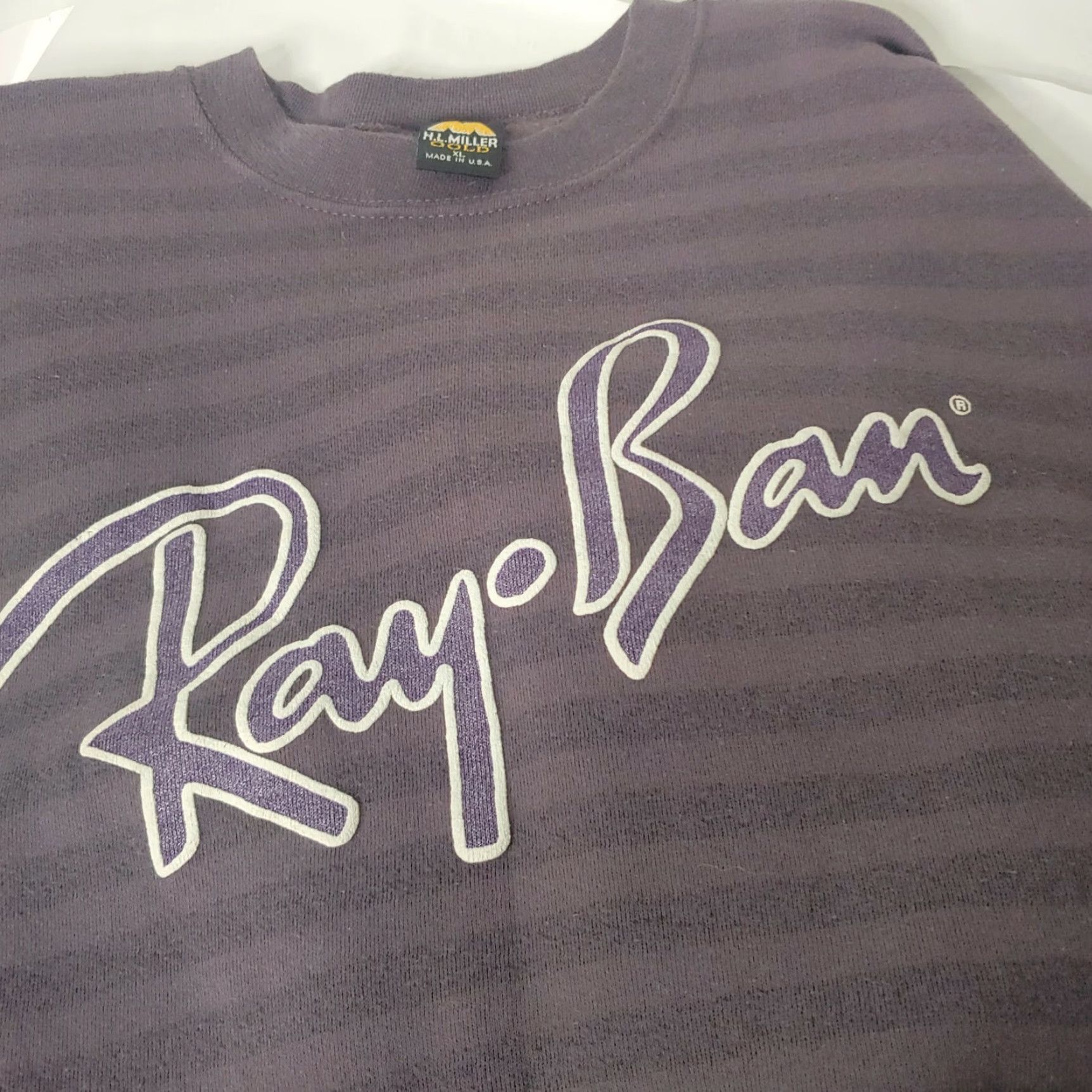 Vintage VINTAGE Ray Ban Sweatshirt XL Striped Purple HL Miller 1990s Retro Crew Neck Mens Size US XL / EU 56 / 4 - 4 Thumbnail
