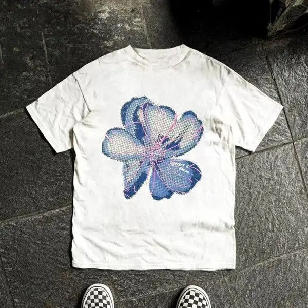 Japanese Brand VIBE White washed retro floral print t-shirt Size US M / EU 48-50 / 2 - 7 Thumbnail