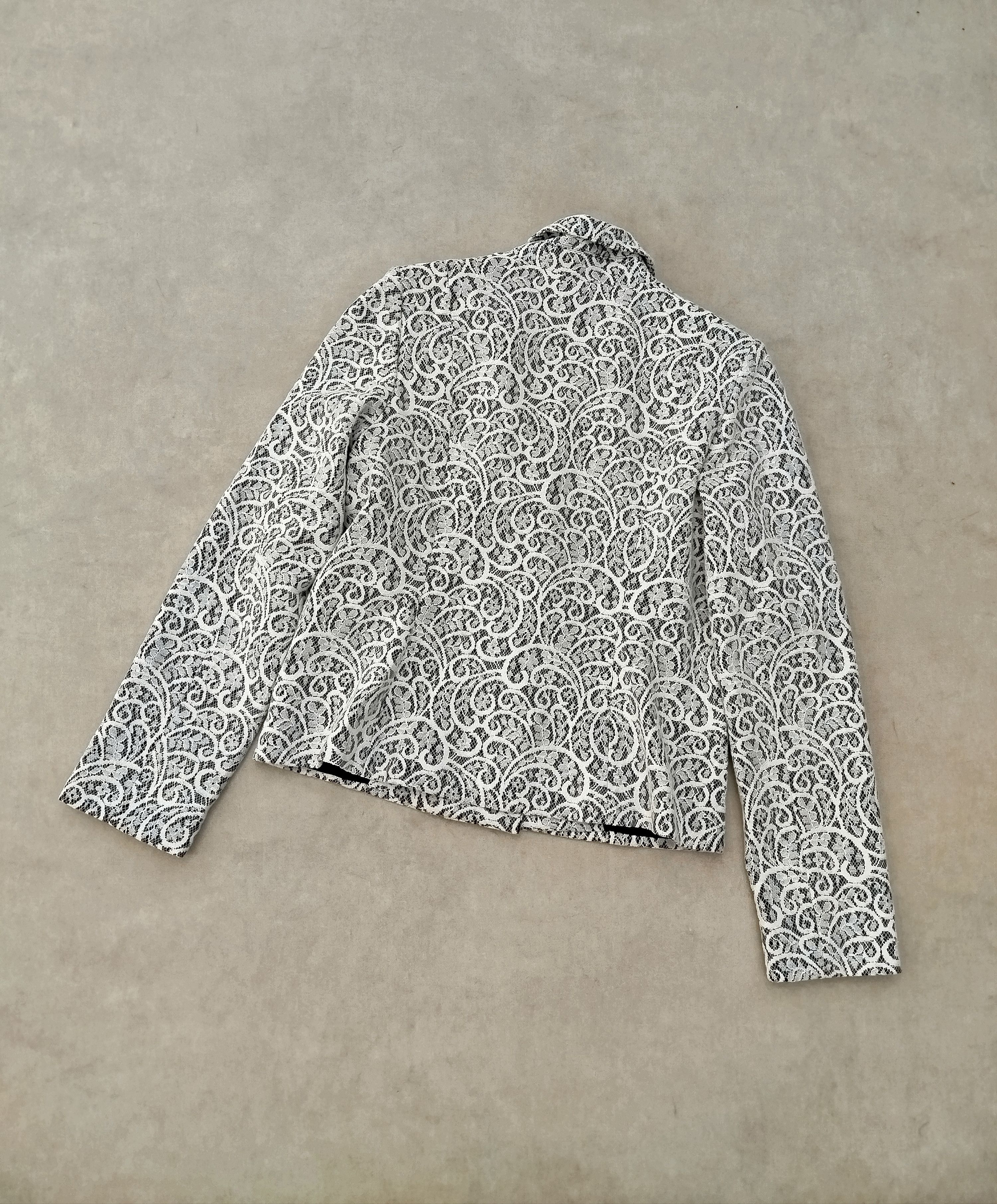 Karl Lagerfeld KARL LAGERFELD BLACK AND WHITE LACE BLAZER ZIP UP JACKET Size M / US 6-8 / IT 42-44 - 6 Thumbnail