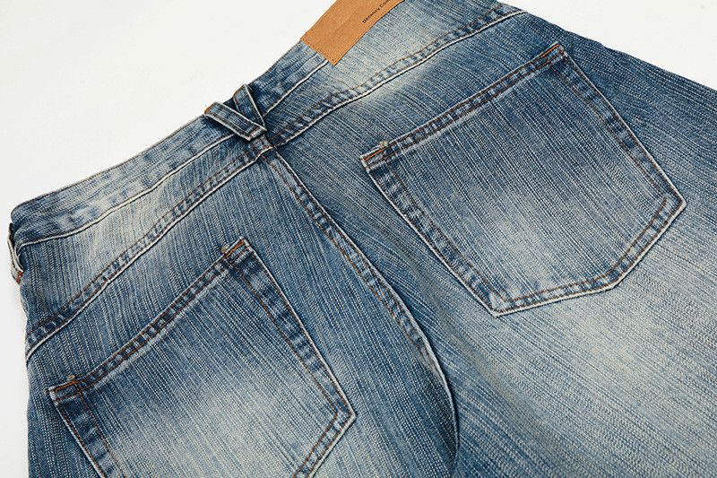 Retro washed men's loose straight leg wide-leg jeans