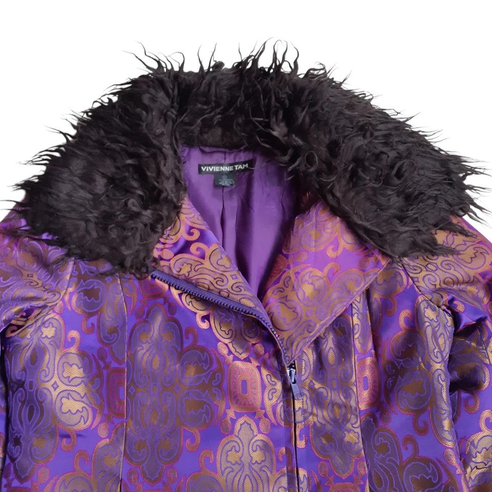 Vivienne Tam 90s Vintage Vivienne Tam Jacquard Purple Blue Jacket Size XS / US 0-2 / IT 36-38 - 2 Thumbnail