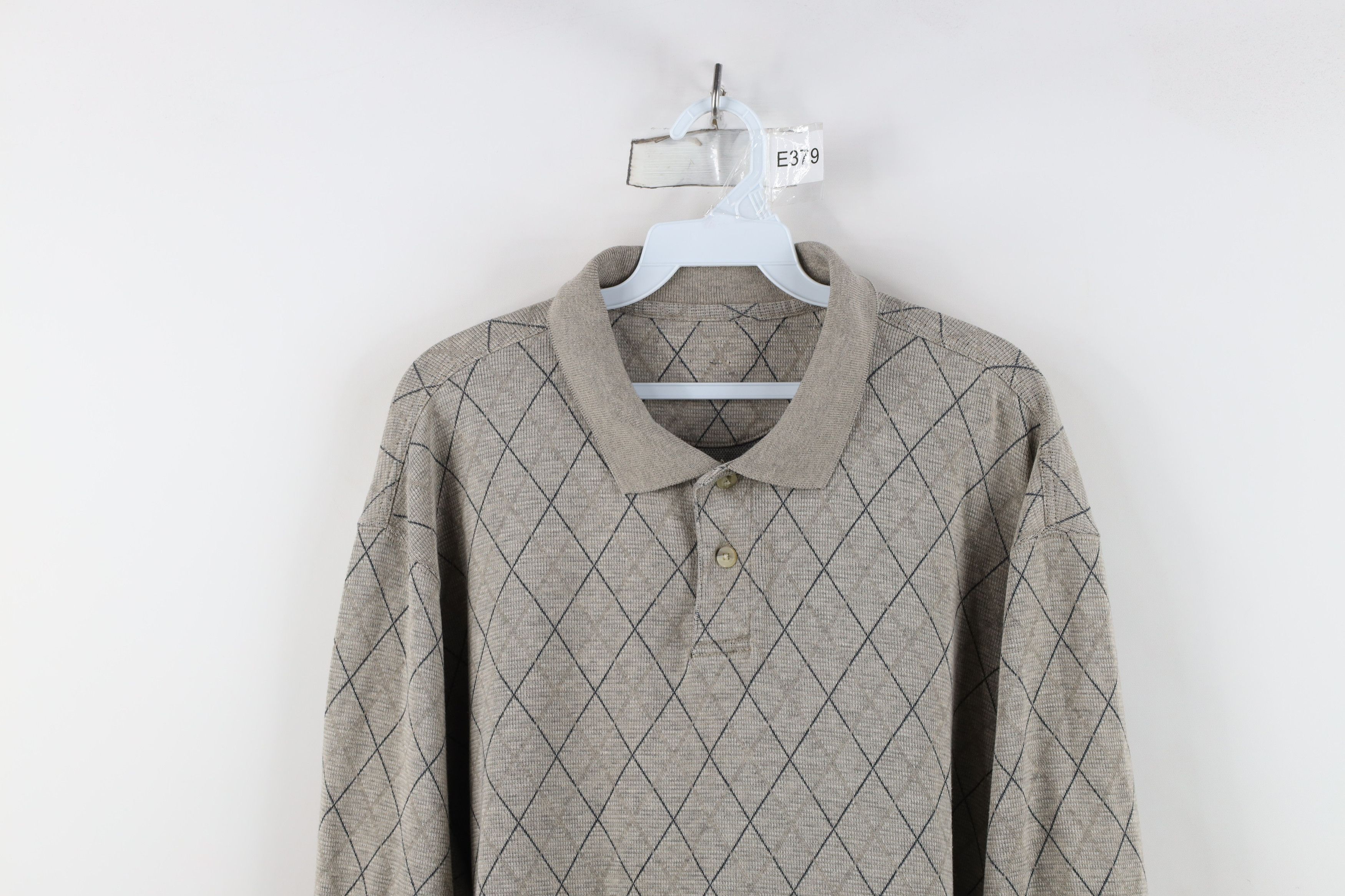 Vintage Vintage 90s Streetwear Diamond Knit Long Sleeve Rugby Polo Size US XXL / EU 58 / 5 - 2 Thumbnail