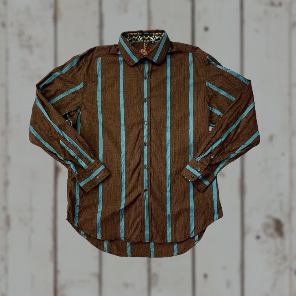 Robert Graham Robert Graham Mens Multicolor Stripe Cotton Shirt Large Size US L / EU 52-54 / 3 - 1 Thumbnail
