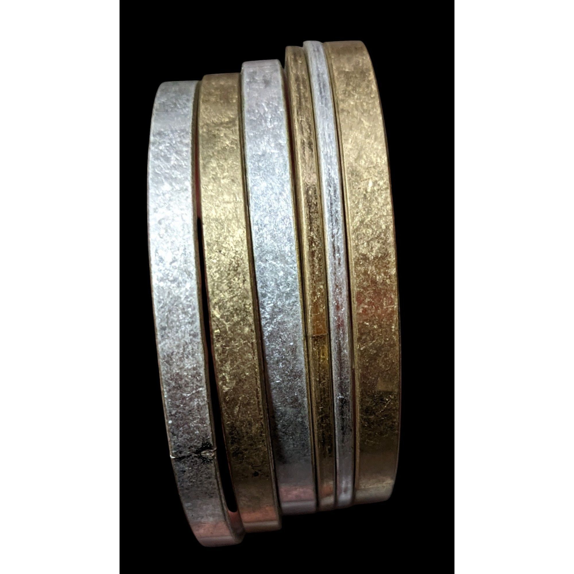 Other Silver And Gold Tone Metal Bangle Bracelet Set (6) Size ONE SIZE - 1 Thumbnail