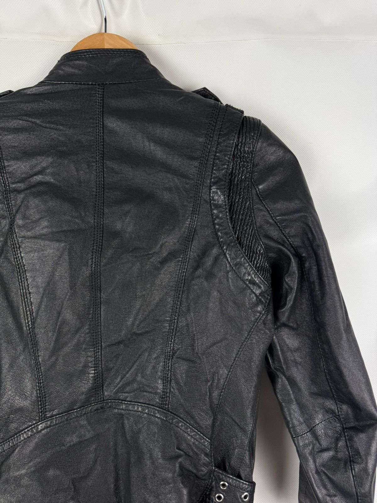 JOFAMA Jofama By Kenza Ladies Gothic Leather Biker Jacket Size 34 Size XS / US 0-2 / IT 36-38 - 14 Thumbnail