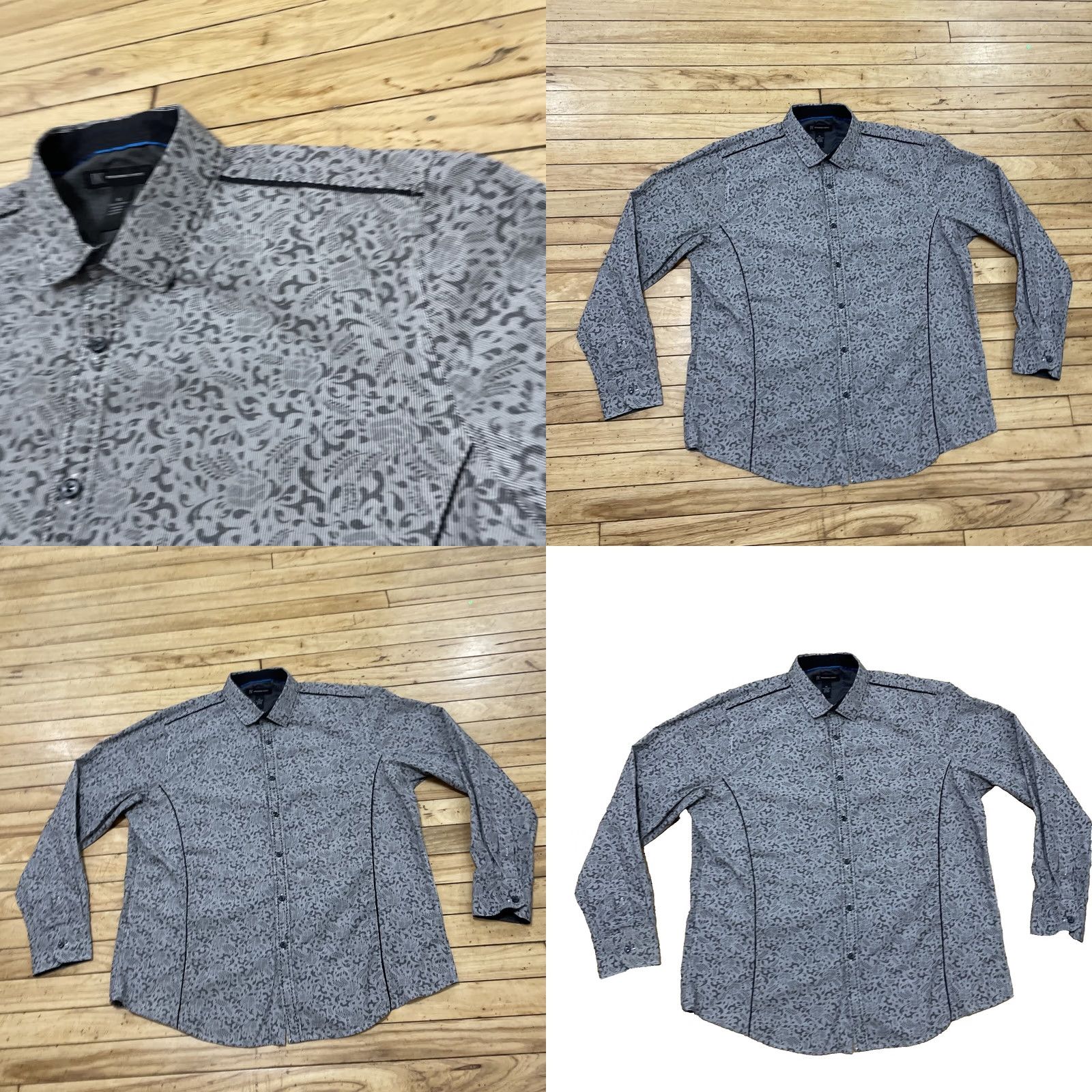 Vintage INC International Concepts Shirt Men XL Silver Paisley Western Cowboy Taper XL Size US XL / EU 56 / 4 - 11 Thumbnail