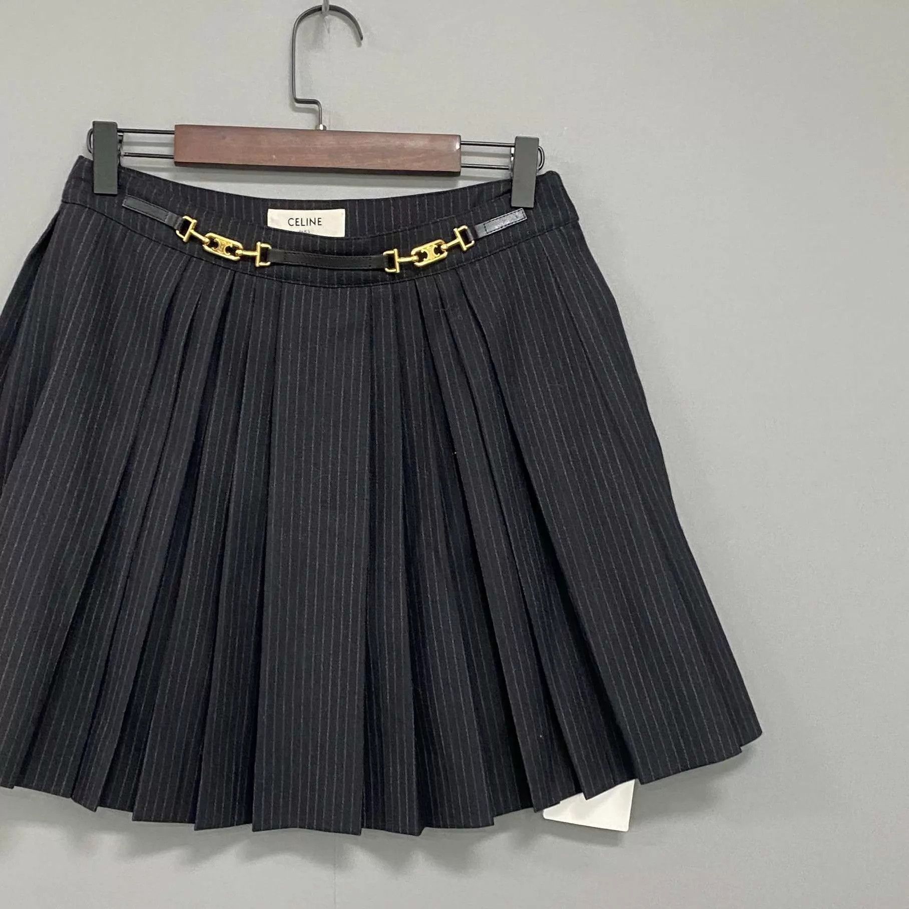Celine Celine Triomphe Metal Pleated Skirt 36 New With Tags Size 25" / US 0 / IT 36 - 2 Thumbnail