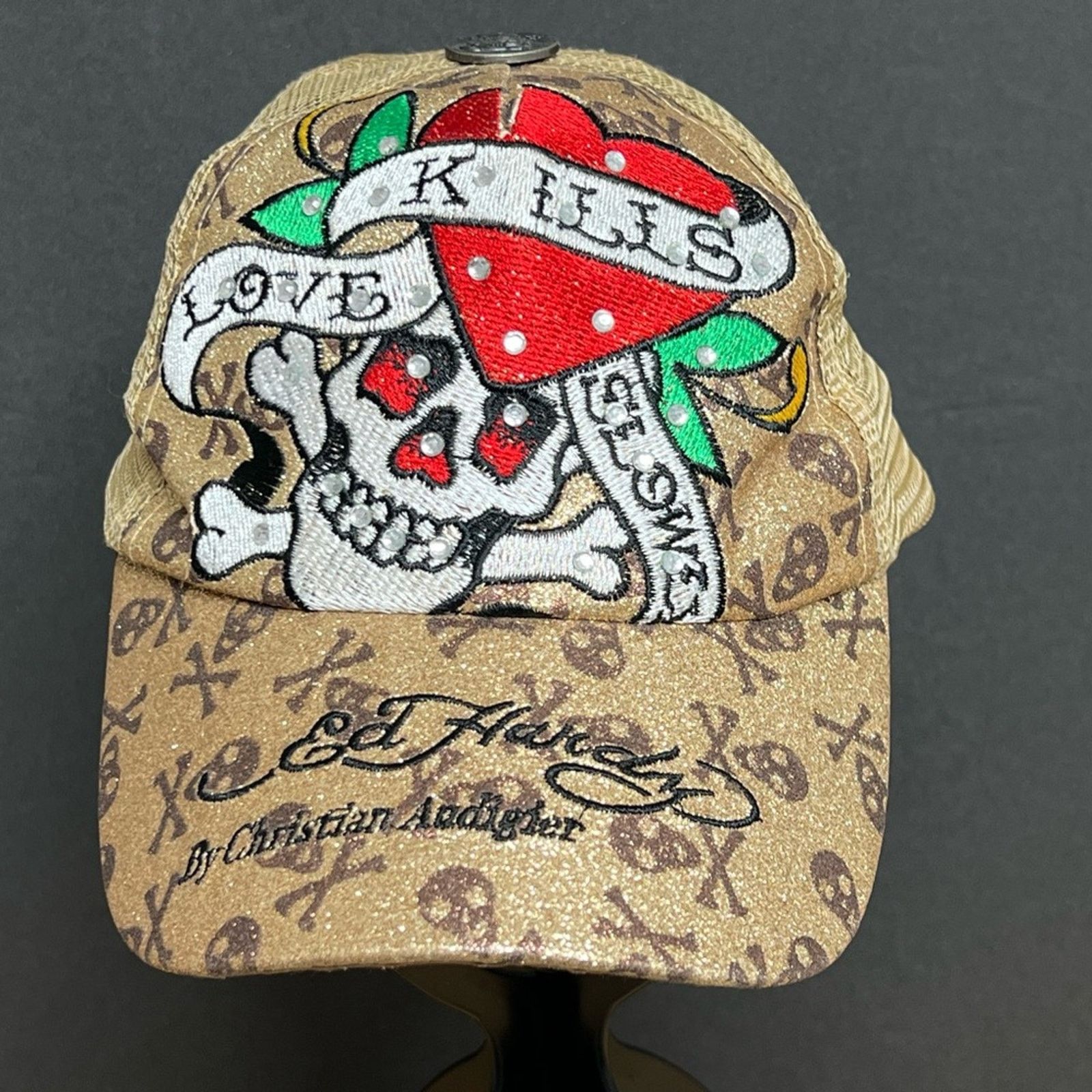 Ed Hardy Ed Hardy Snapback Denim Hat Love Kills Slowly Skull & Heart Size ONE SIZE - 1 Thumbnail