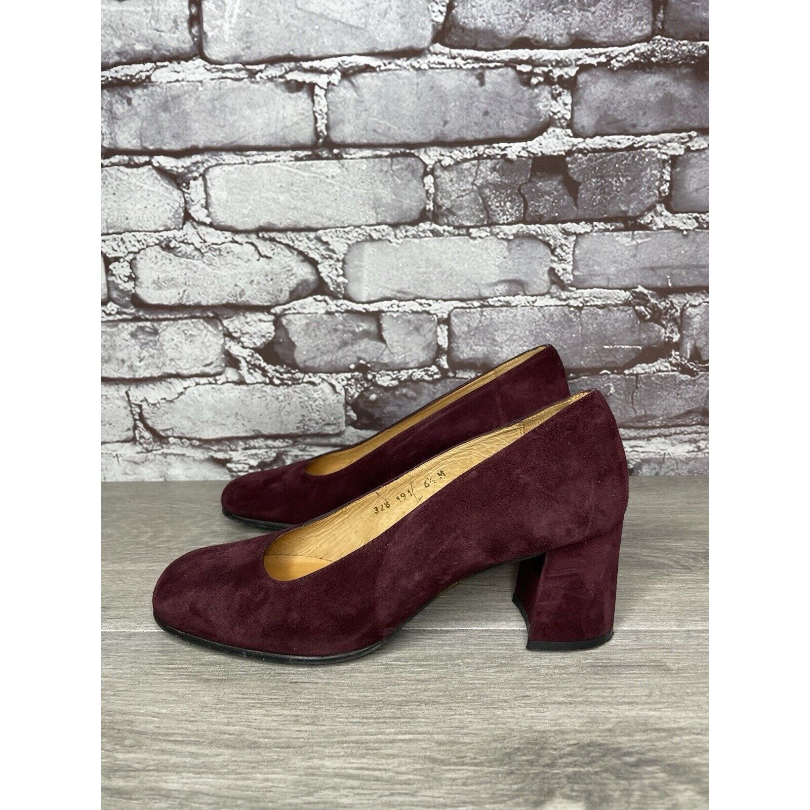 Other David Aaron Burgundy Maroon Suede Leather Round High Heels W Size US 6.5 / IT 36.5 - 3 Thumbnail