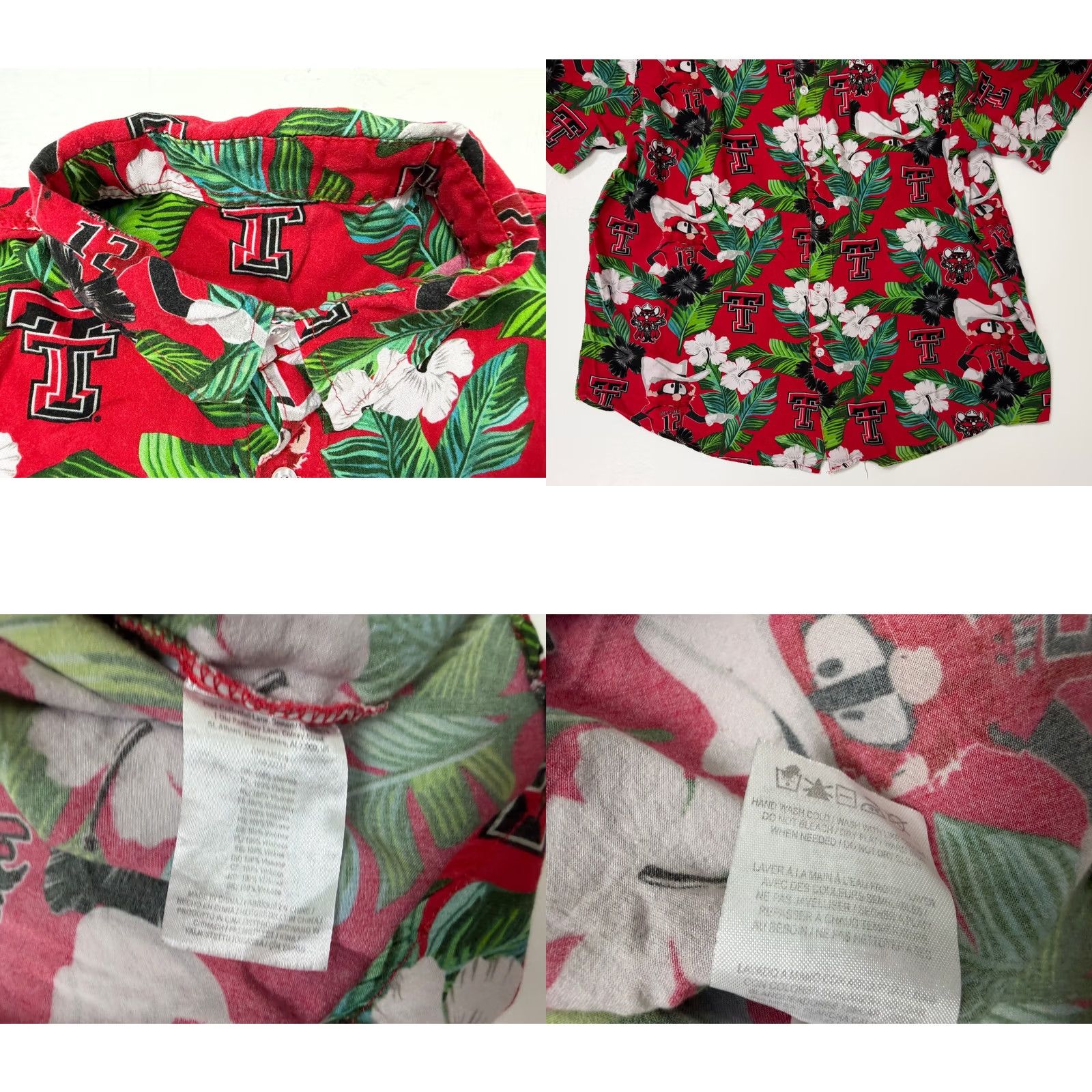 Vintage Texas Tech Hawaiian Shirt Men L Red Raiders College Football Rayon Size US L / EU 52-54 / 3 - 8 Thumbnail