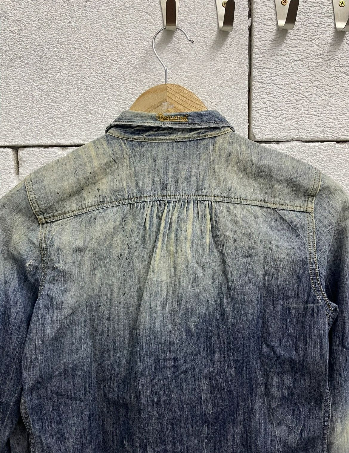 Dsquared2 Rare DSQUARED Denim Shirt Distressed Bleached Argyle Pattern Size M / US 6-8 / IT 42-44 - 10 Thumbnail