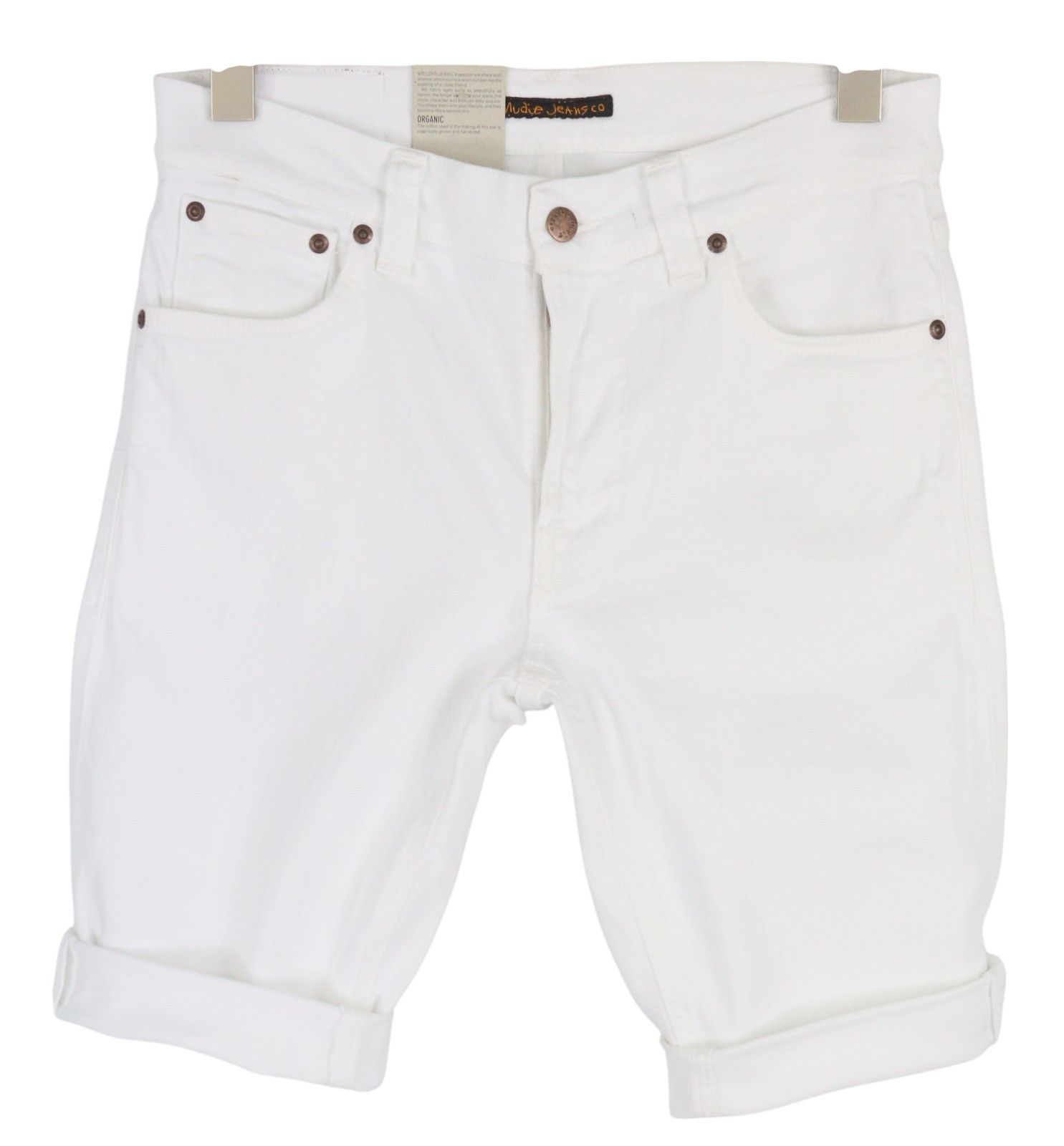 Nudie Jeans LEAN DEAN W28 Denim White Zip Cotton Turn Up Shorts 83840 Size US 28 / EU 44 - 1 Thumbnail
