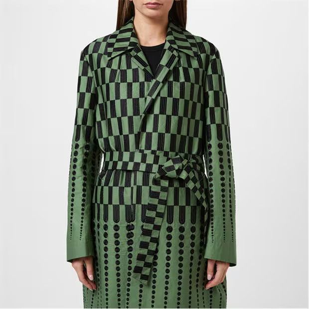 Dries Van Noten o1g2r1mq1024 Coat in Green & Black Size XS / US 0-2 / IT 36-38 - 3 Thumbnail