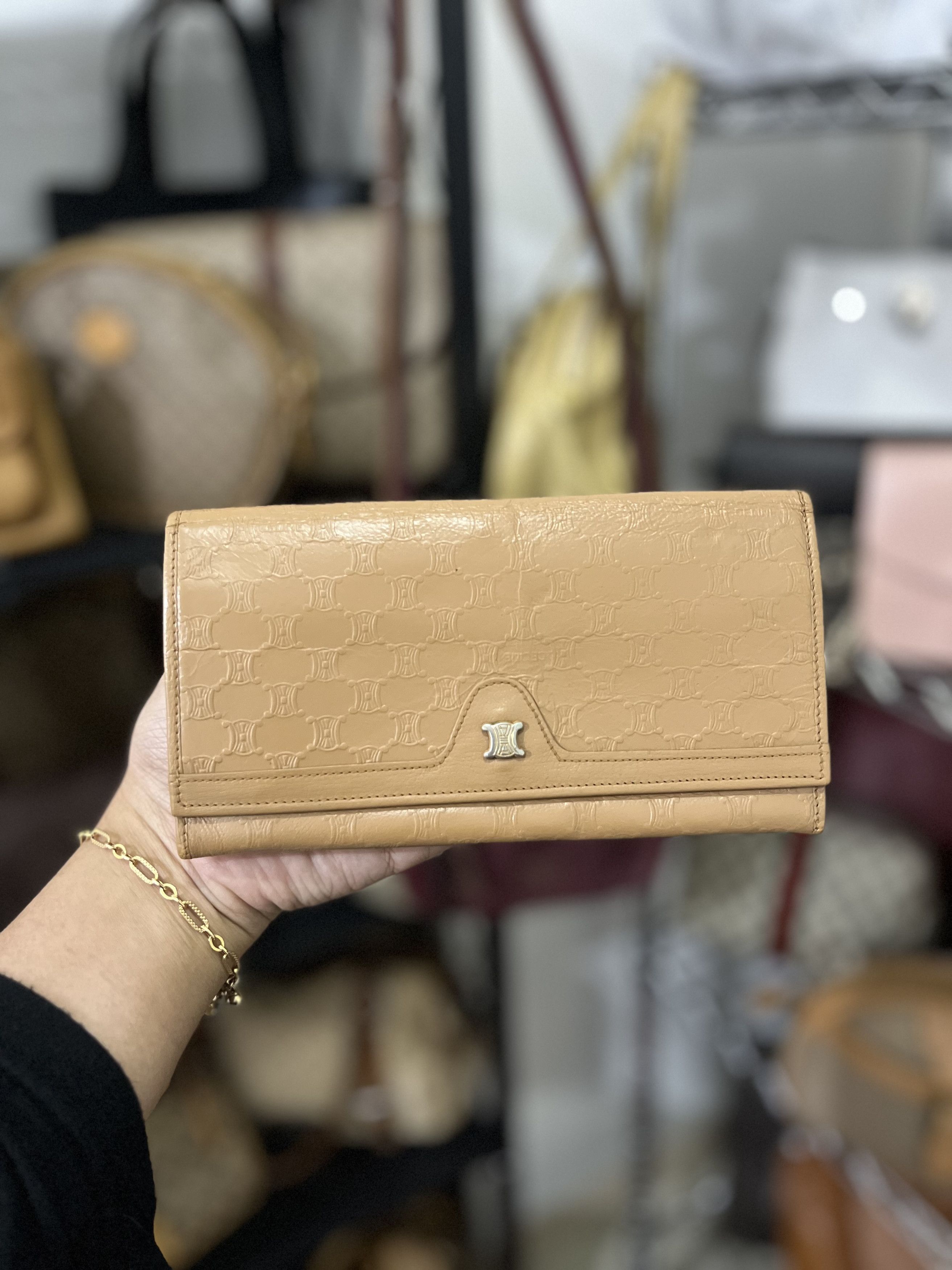 image of Celine Monogram Long Wallet in Brown, Women's